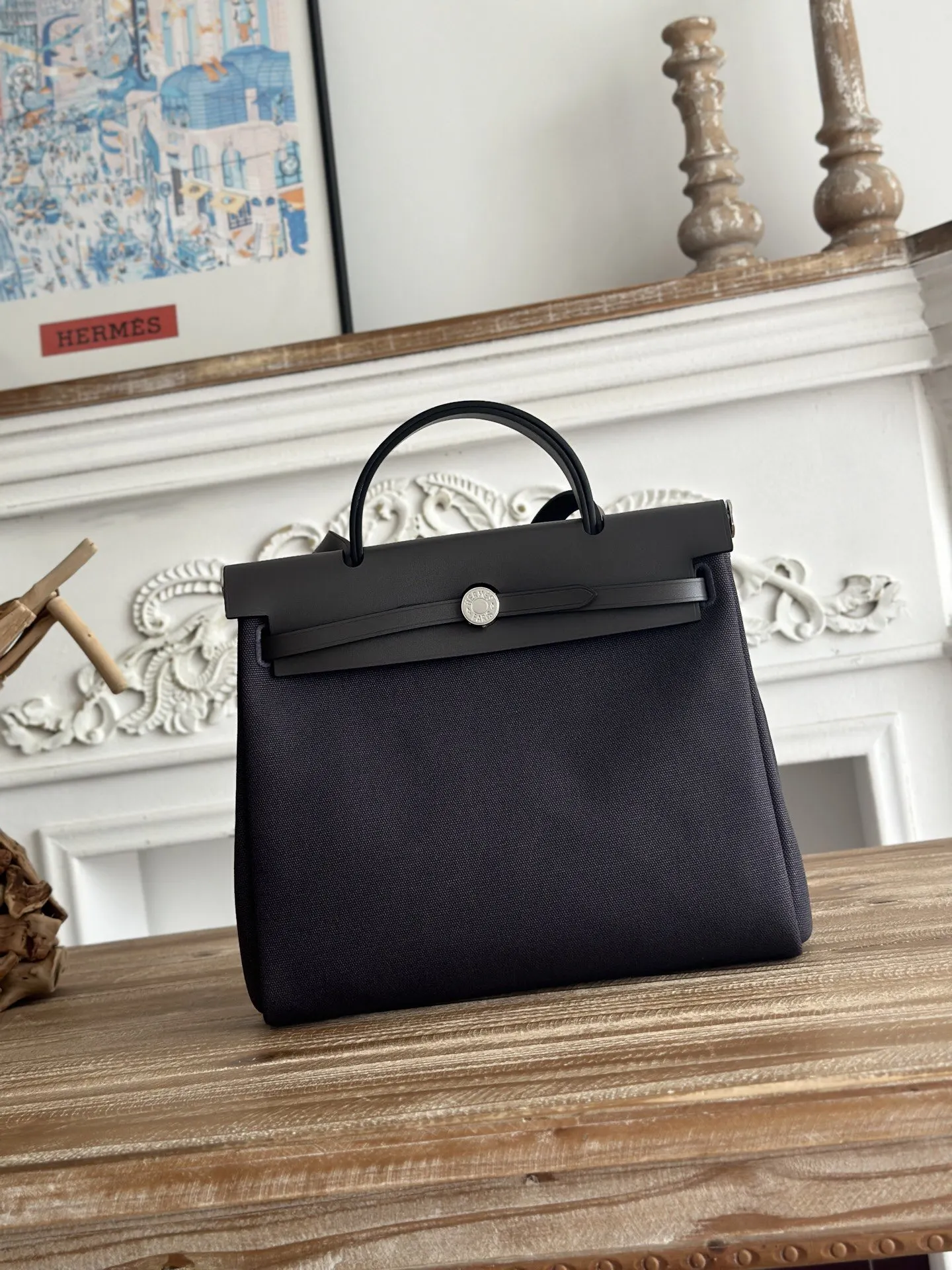 Hermes Kelly 帆布拼皮 雙肩包 31cm 休閒通勤款