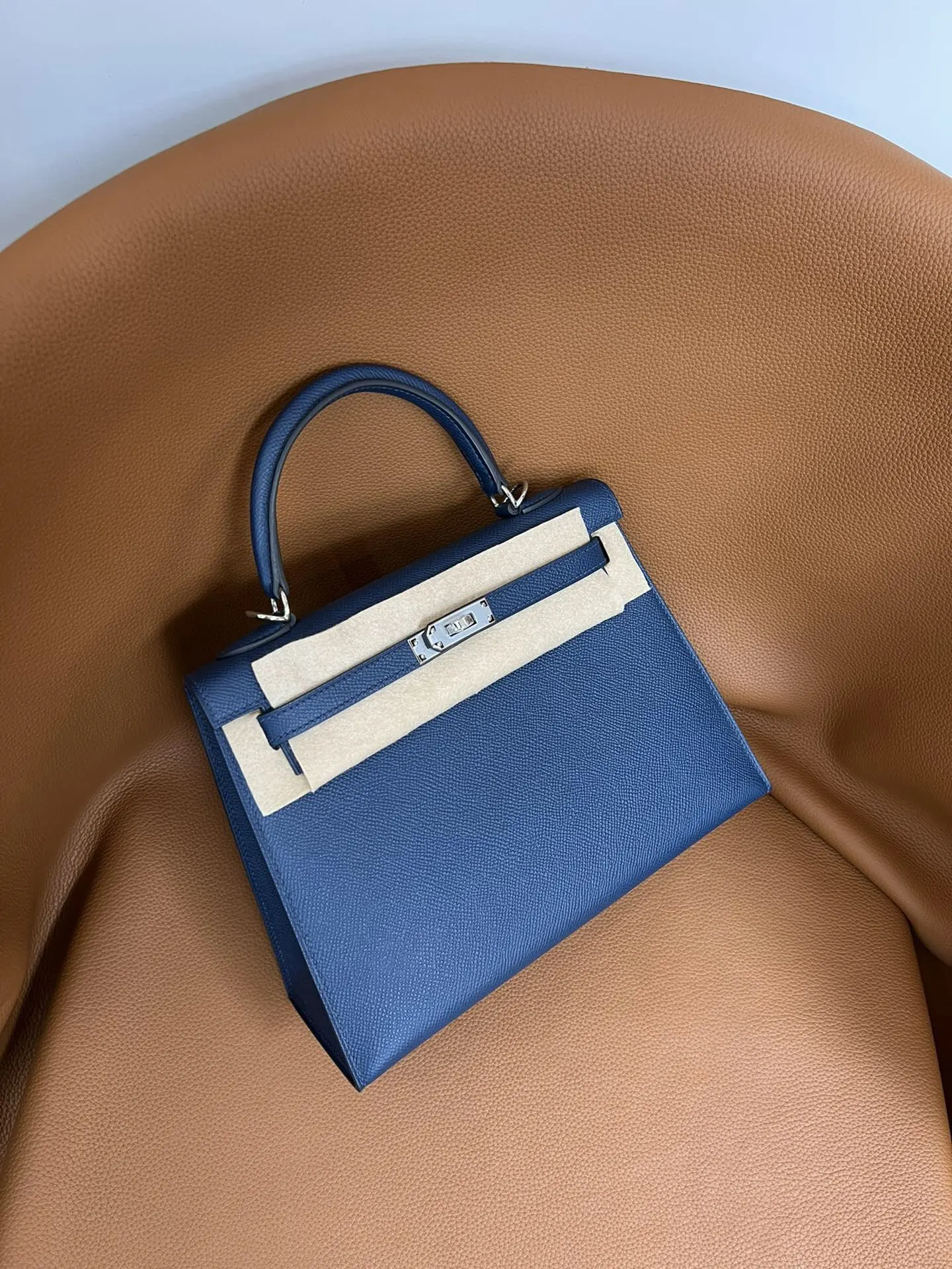 Hermes Kelly 宝石藍 Epsom掌纹牛皮 手提包 25cm 經典款