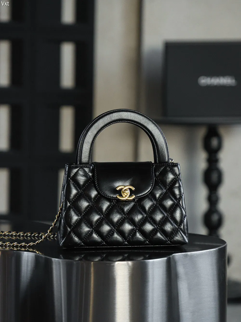 Chanel Black Top Handle Bag Commuter