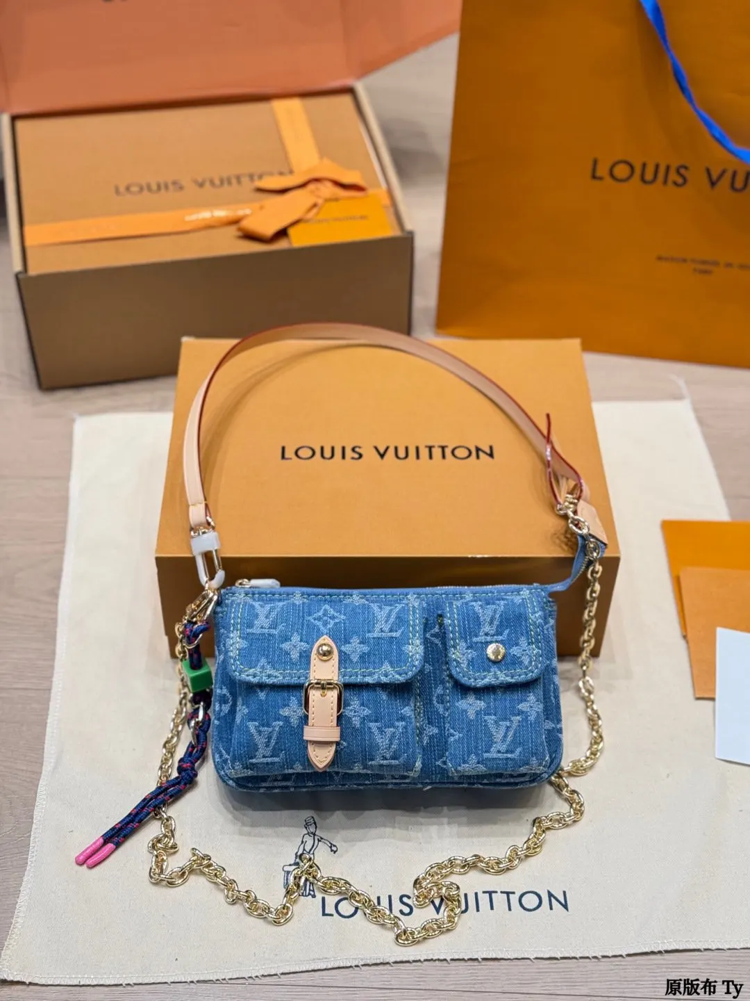 LV 老花 牛仔 Mo鏈條包 精致鏈條款