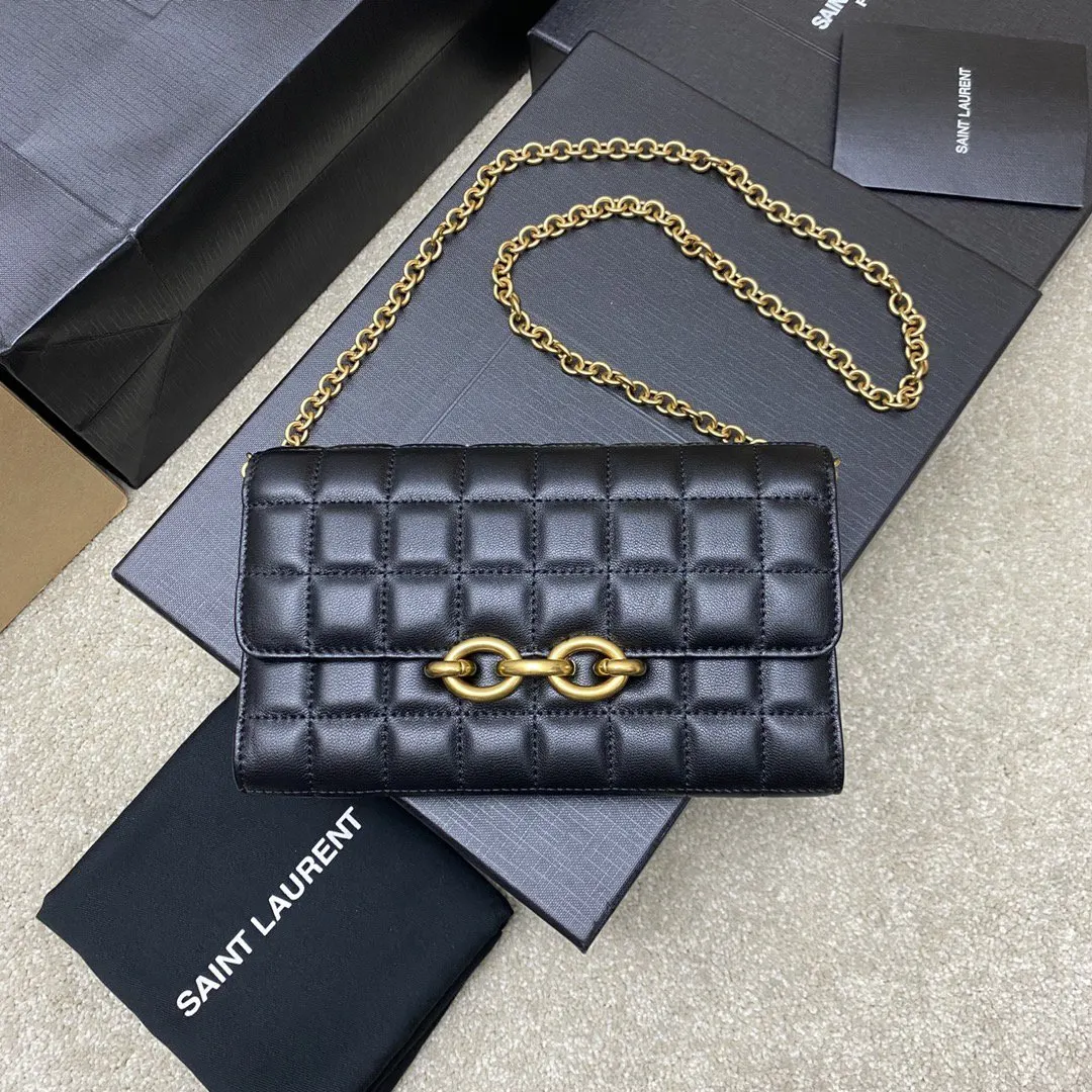 羊皮 批 精品专供 黑羊皮 金 Y家 單肩 鏈條包 精致鏈條款
