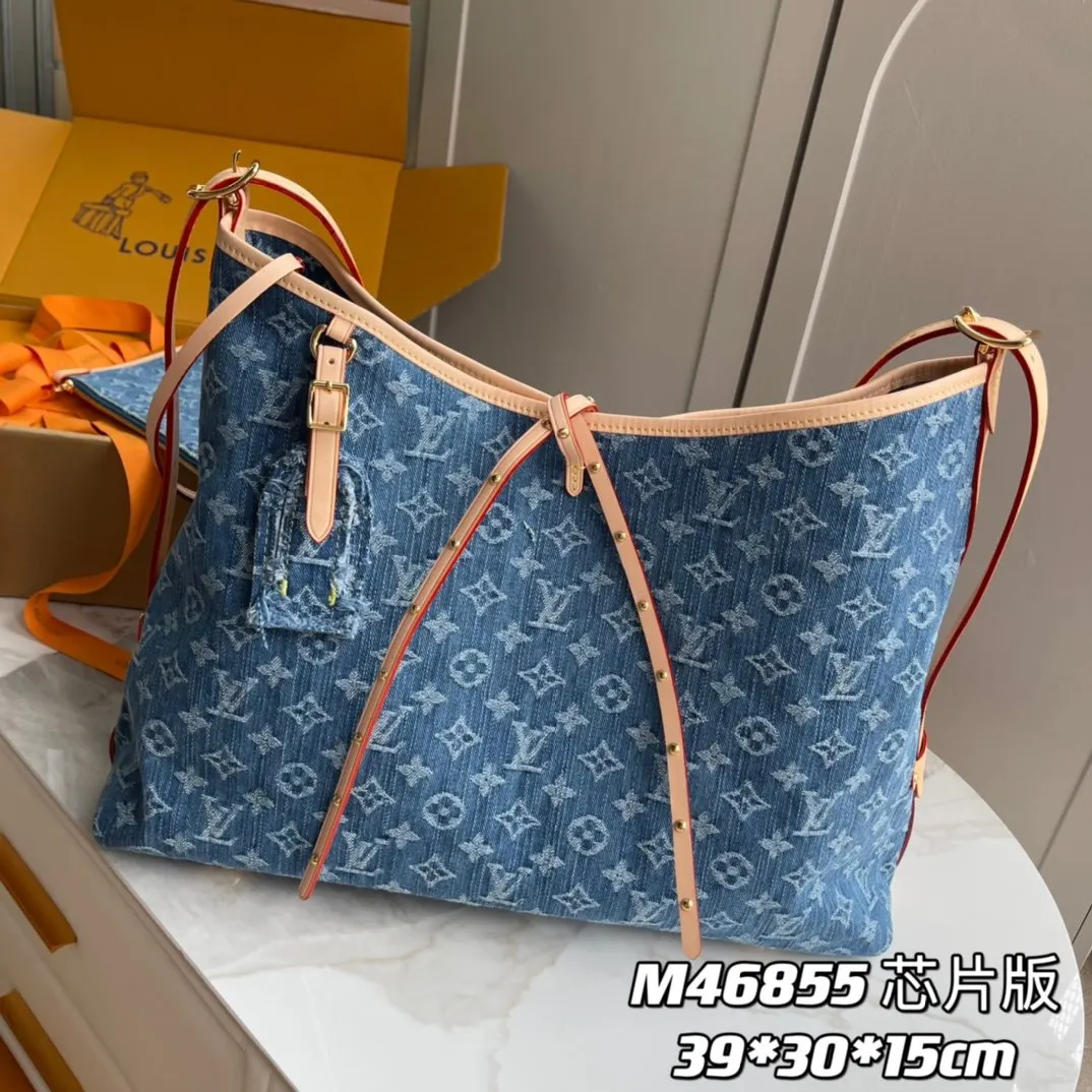 LV CarryAll 藍色 牛仔 帆布 手拿包 精致手拿款
