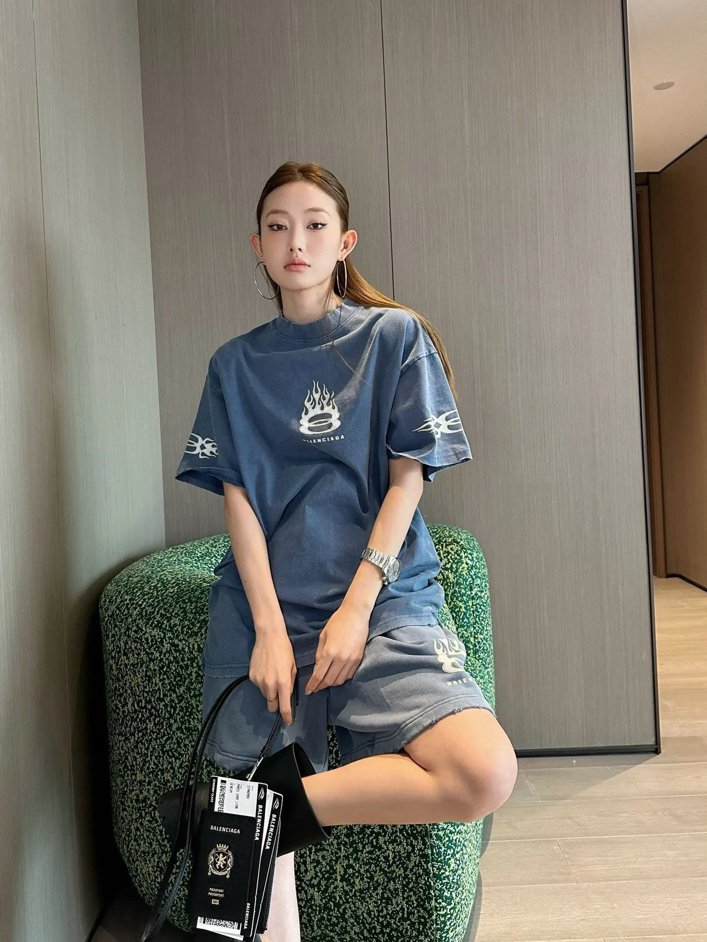 Balenciaga 26SS Print Washed Short Sleeve T-Shirt Street Casual