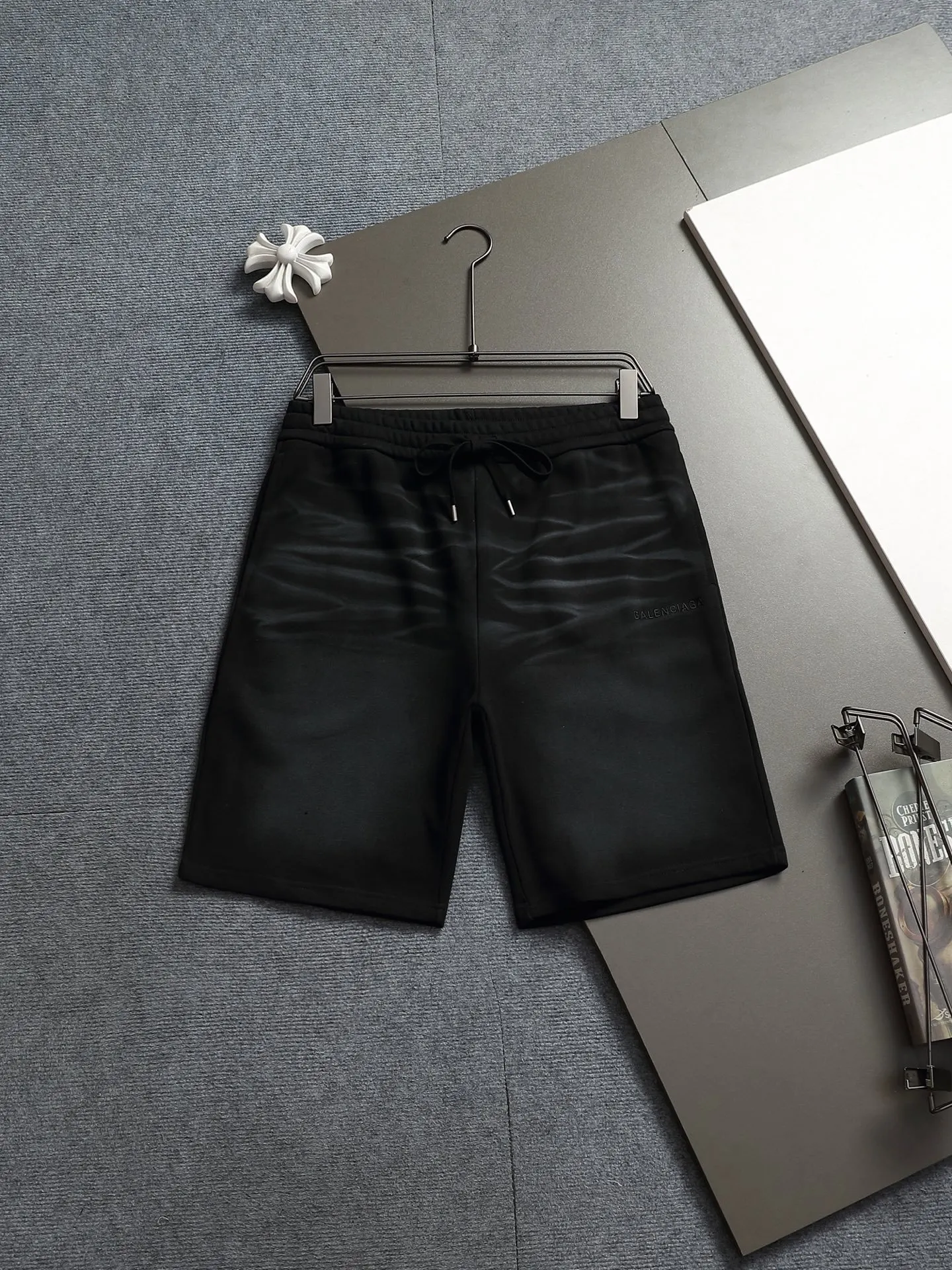 Balenciaga Black Leather Short Sleeve T-Shirt Street Casual 