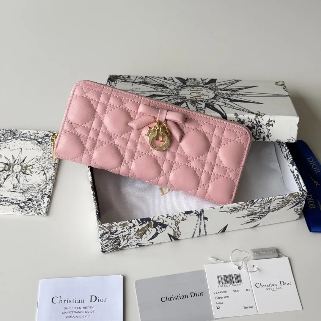 Dior 粉色羊皮迷你化妝包 手拿款