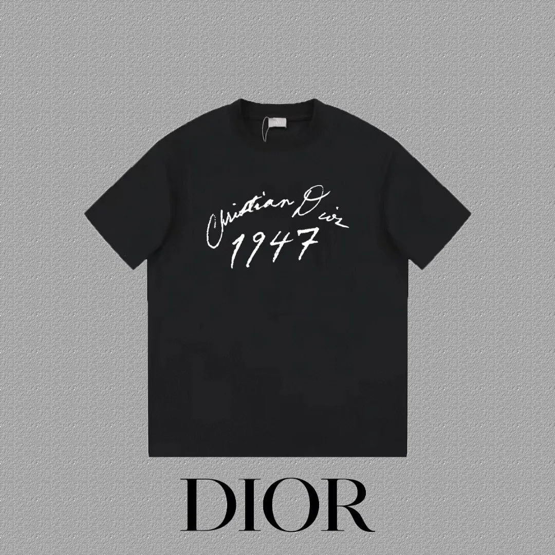 Dior 黑色手写字母短袖T恤 休閒款
