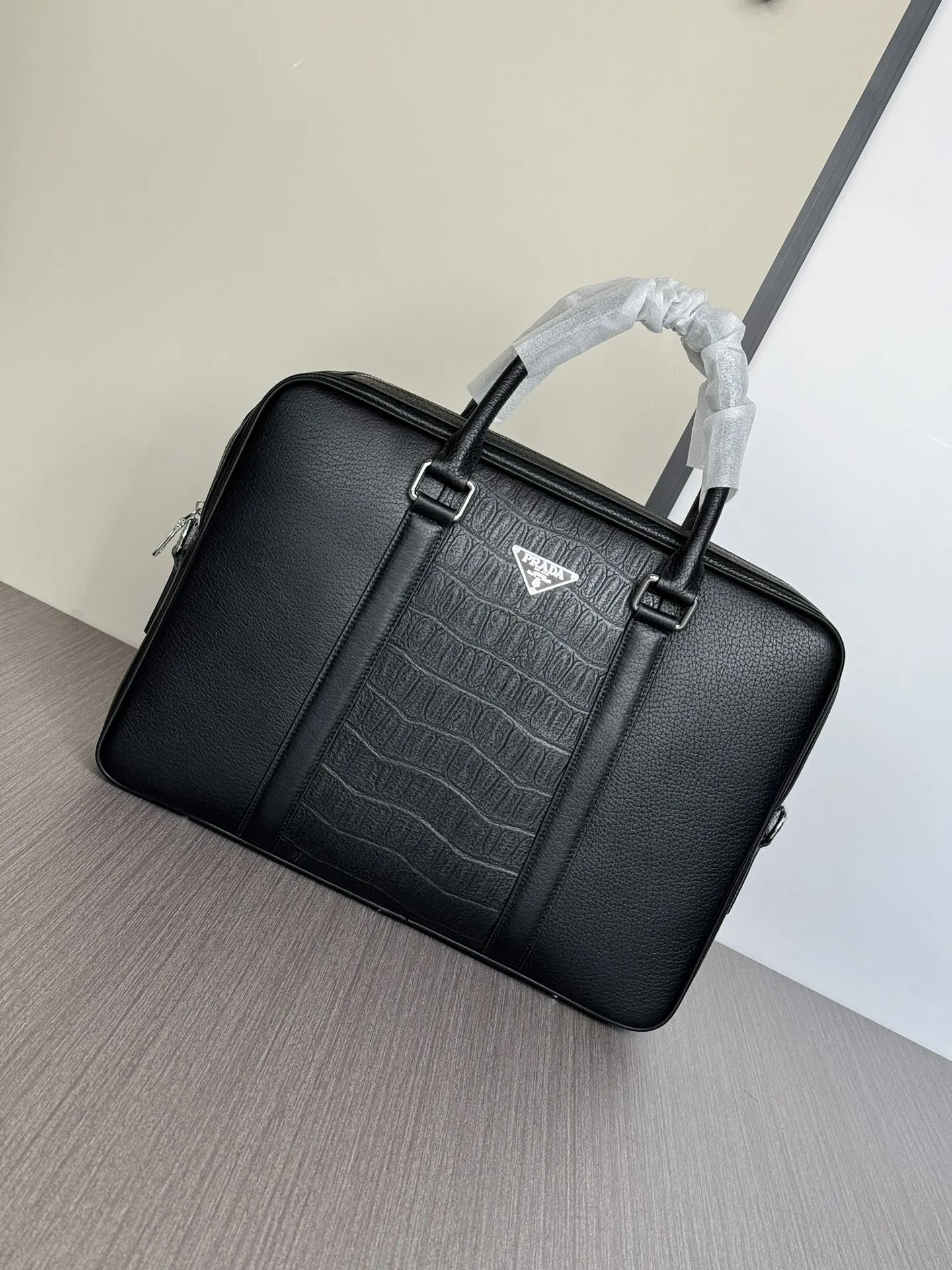 Prada Black Briefcase Business Commuter Leather