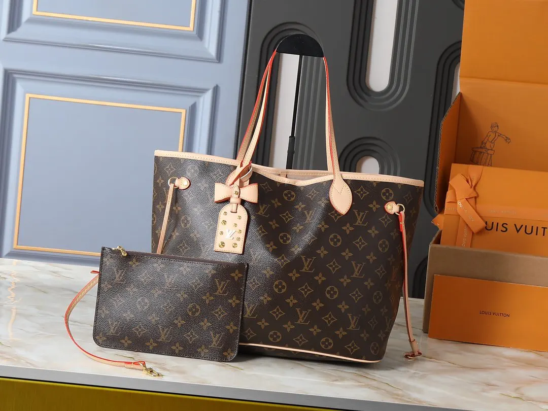 LV Neverfull 牛皮 收納包 旅行收納款