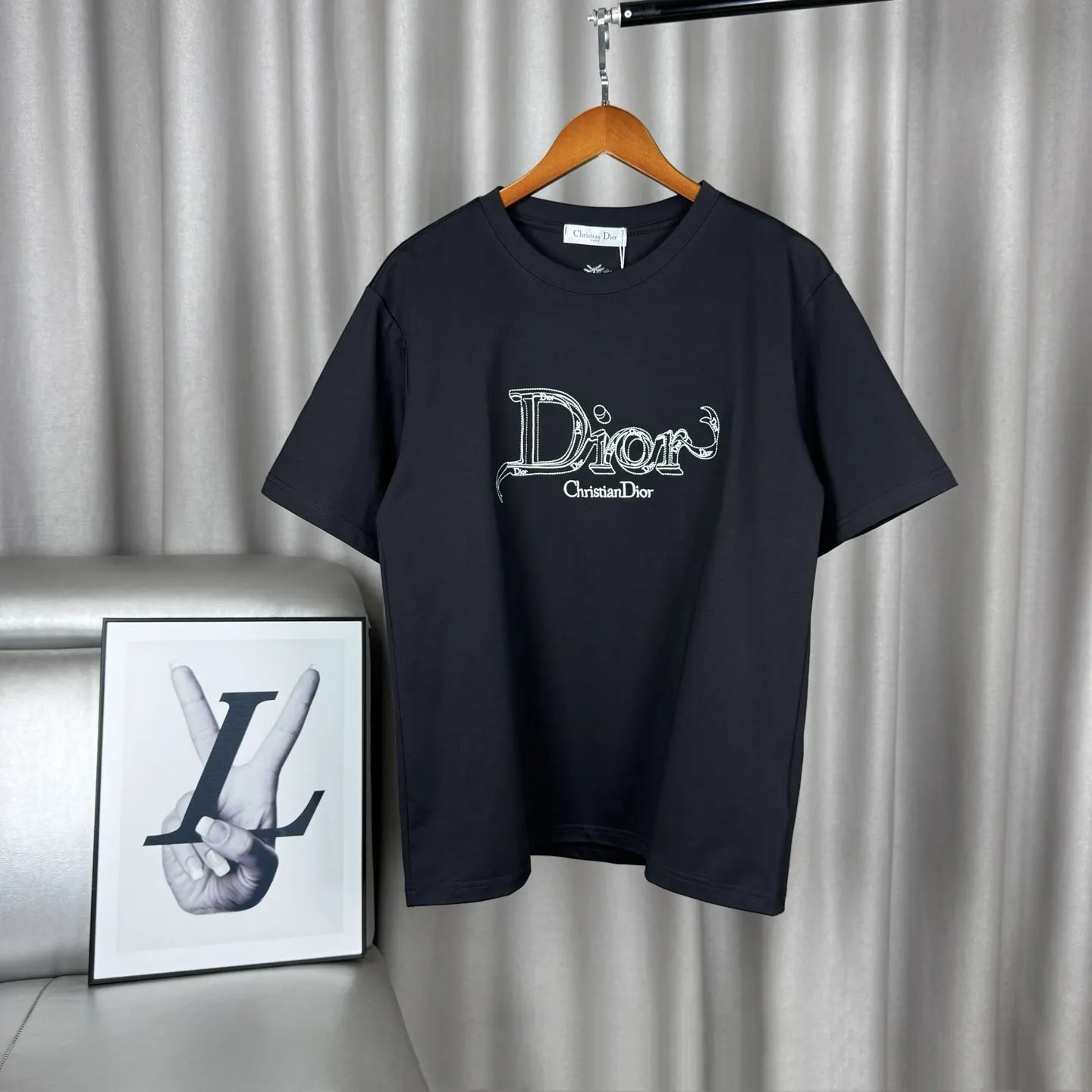Dior 黑色短袖T恤 休閒寬鬆款
