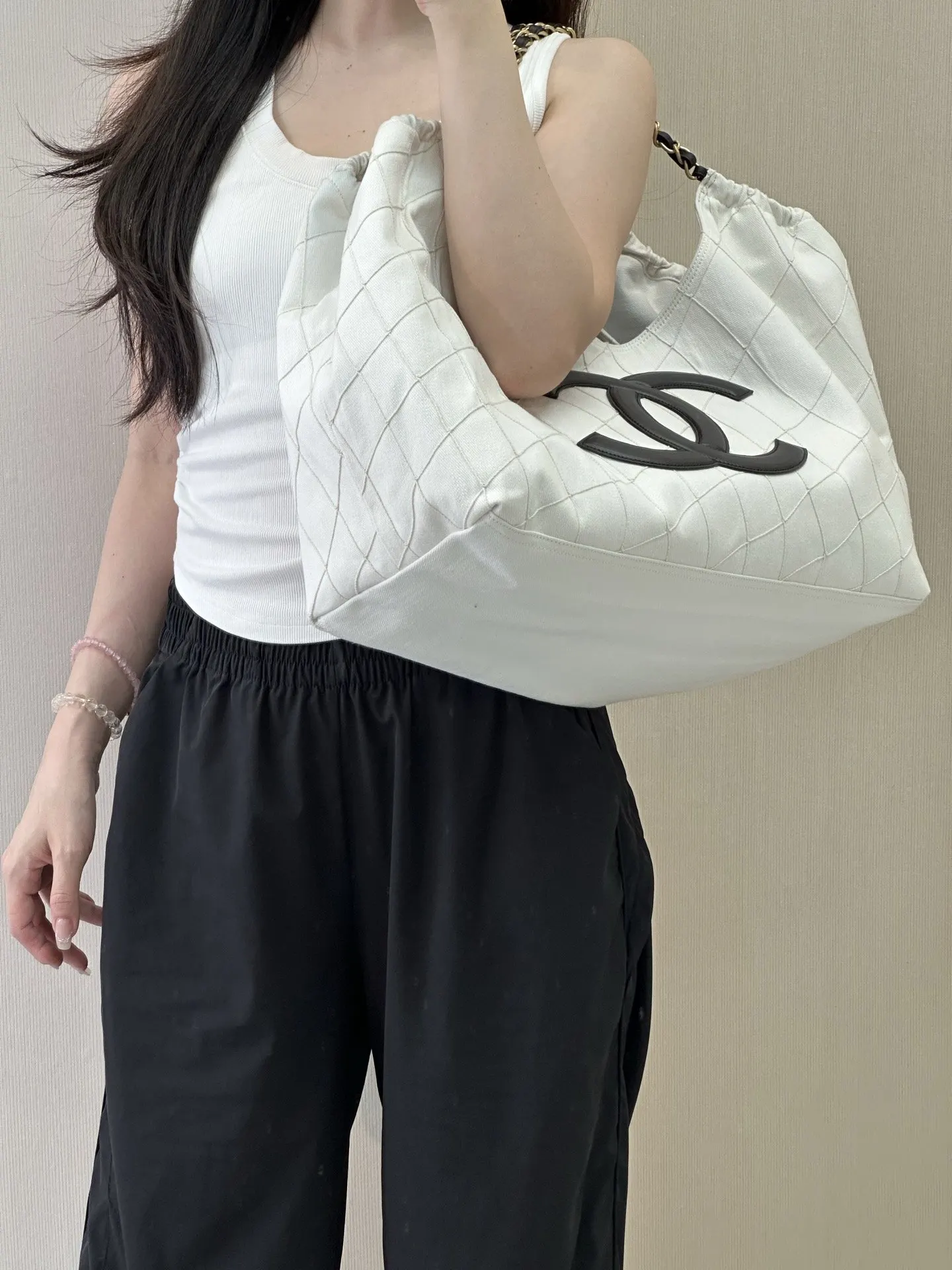 CHANEL 黑色 白色 托特包 大容量托特款