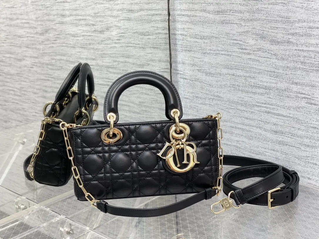 Dior D-Joy Black Sheepskin Handbag, Handheld Crossbody