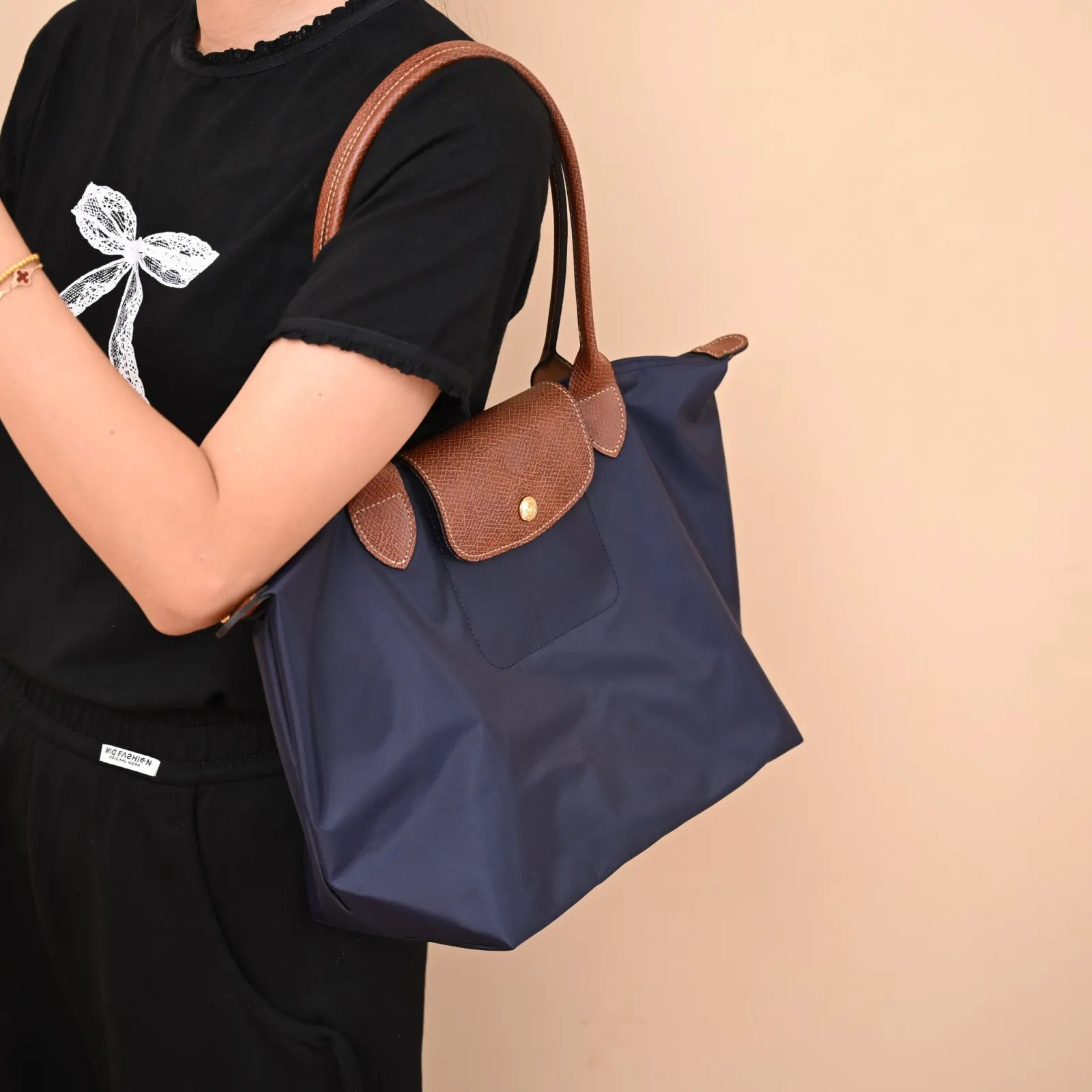 纯 珑骧 长柄中号 海军蓝 longchamp 秒 单肩包 日常单肩背款