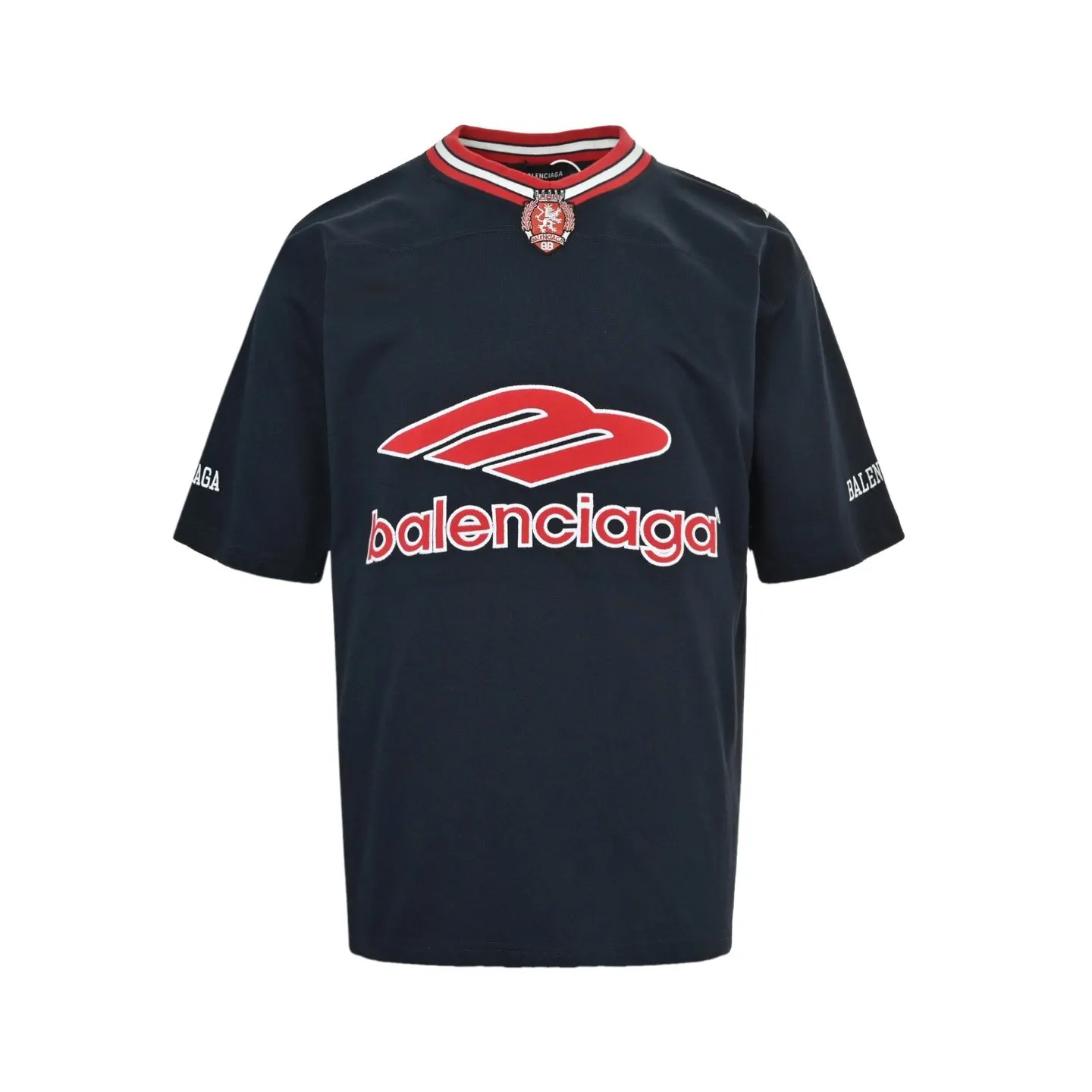 Balenciaga Black Cotton Logo Short Sleeve T-Shirt Street Cas