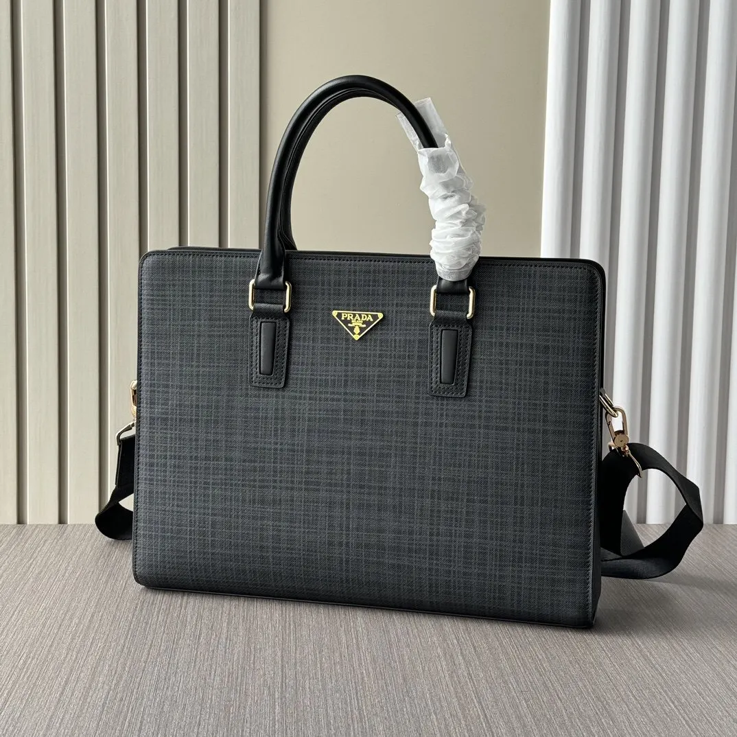 Prada Black Briefcase Business Commuter Leather