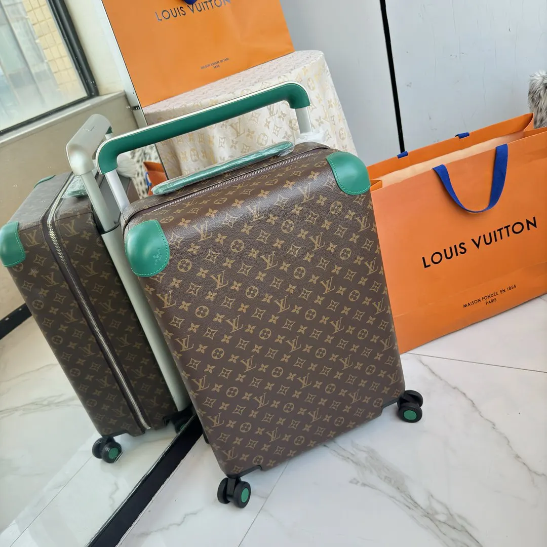 LV 棕色 老花 帆布 ｜ 版 登机行李箱 四轮 旅行拉杆款 輕便出行款