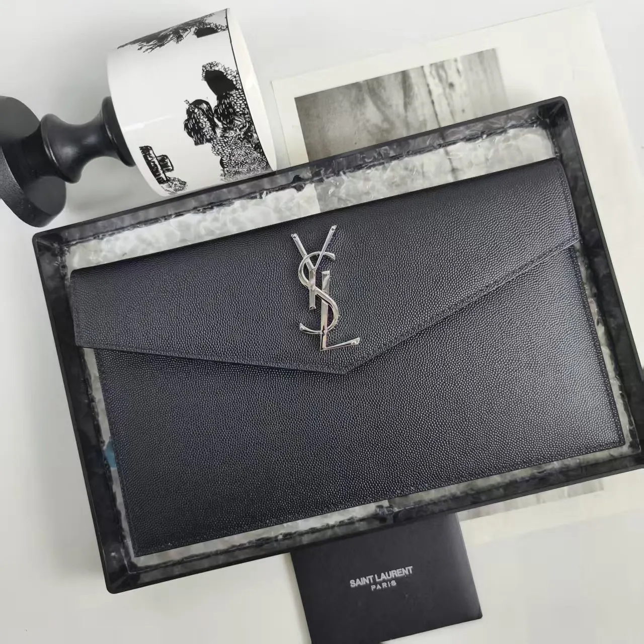 Black Clutch Bag Classic Leather