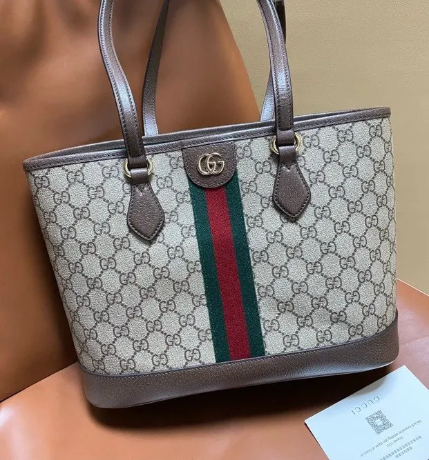 Gucci 棕色 米色 托特包 ▫ 尺 大容量托特款