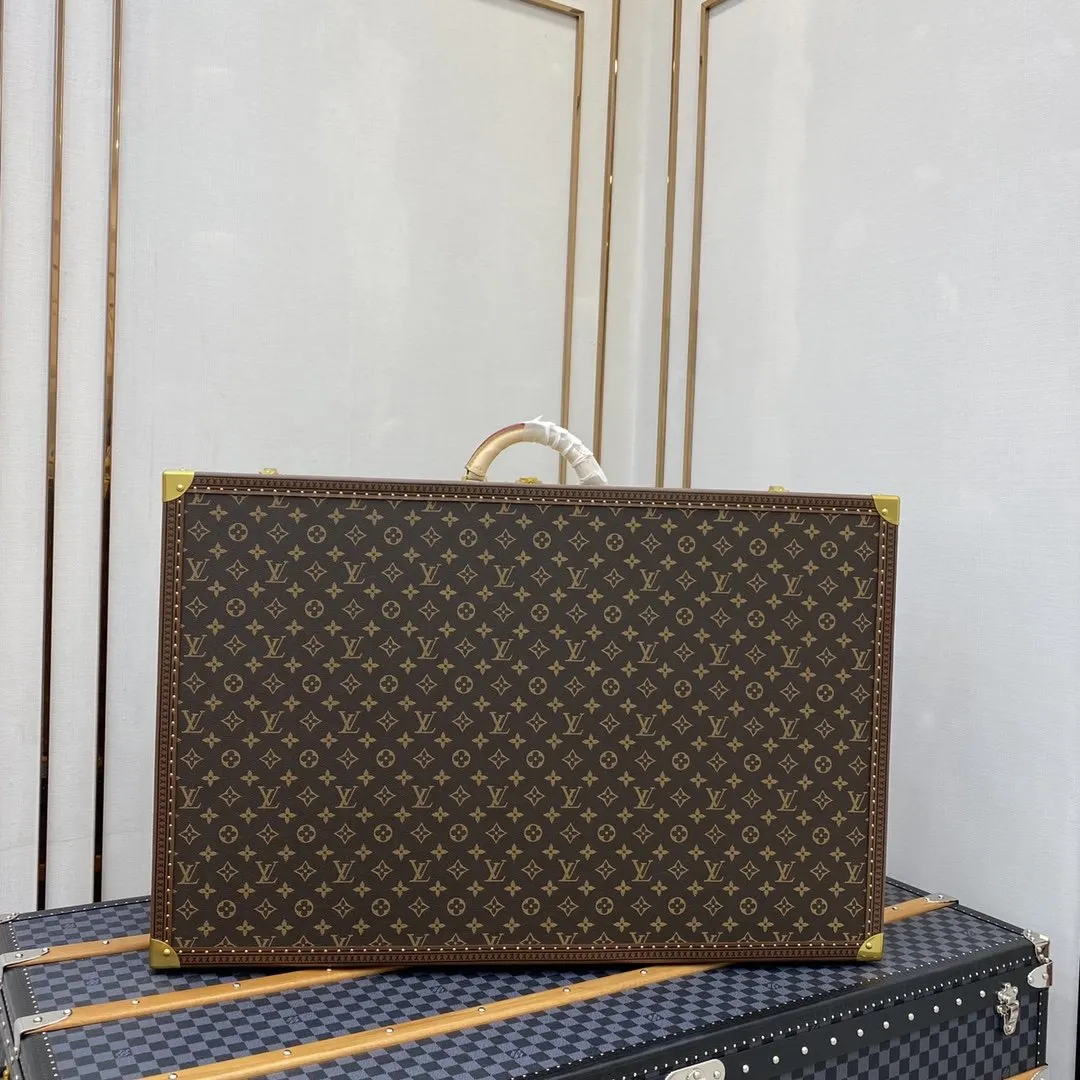 LV 金色 帆布 硬箱 纯铜五金 ALZER 硬箱 著名的Alz 行李箱 旅行拉杆款 轻便出行款