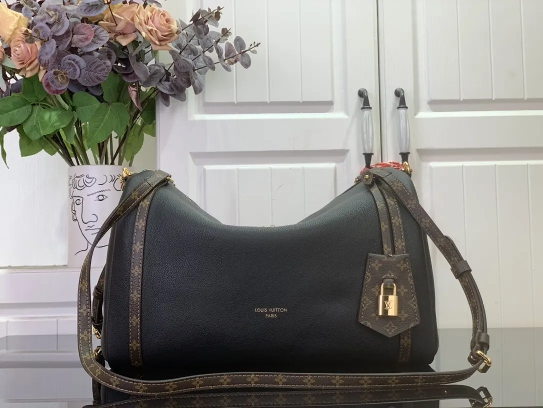 Black Hobo Shoulder Bag Vintage Leather
