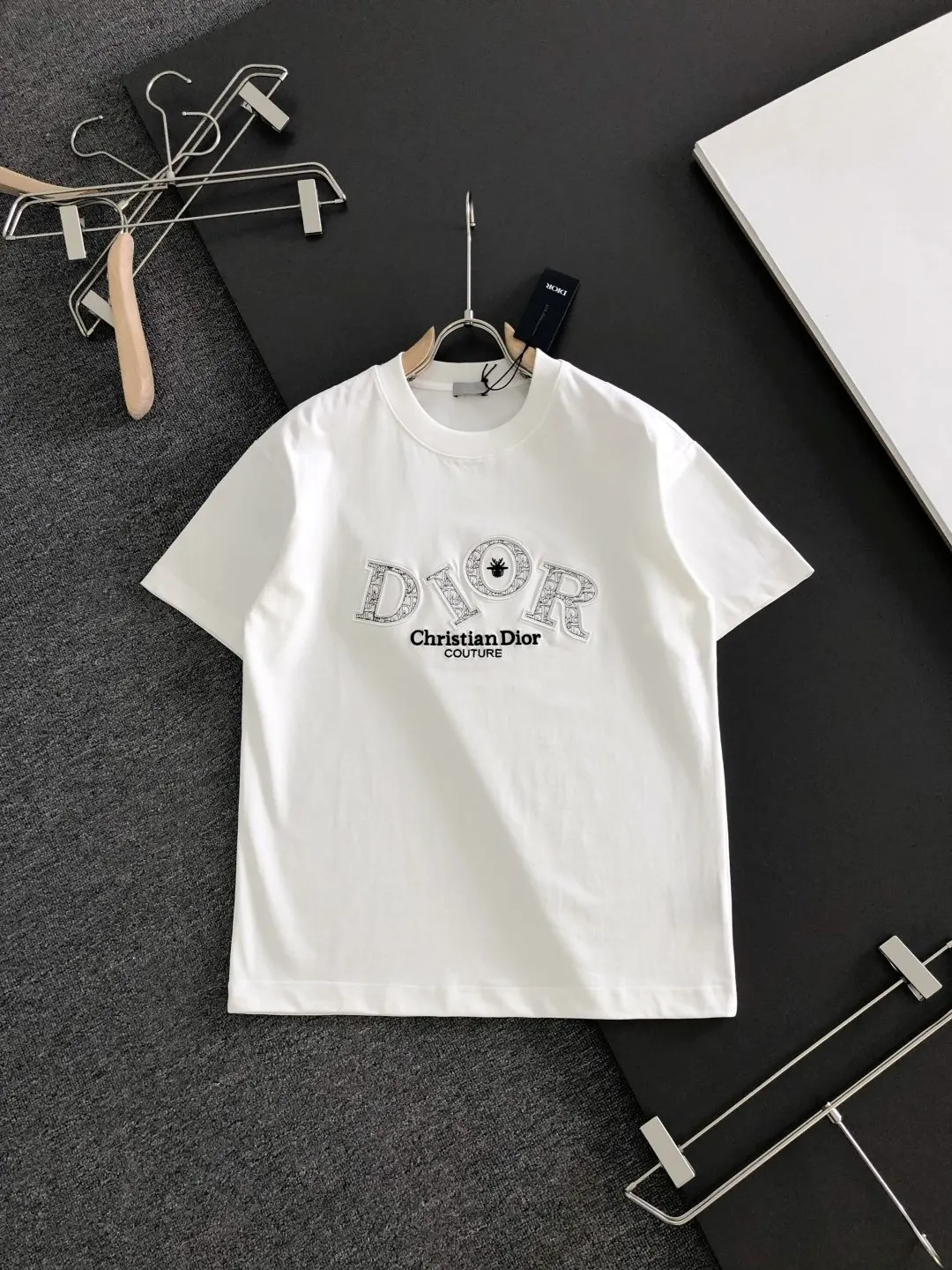 Dior 白色手写字母短袖T恤 休閒款