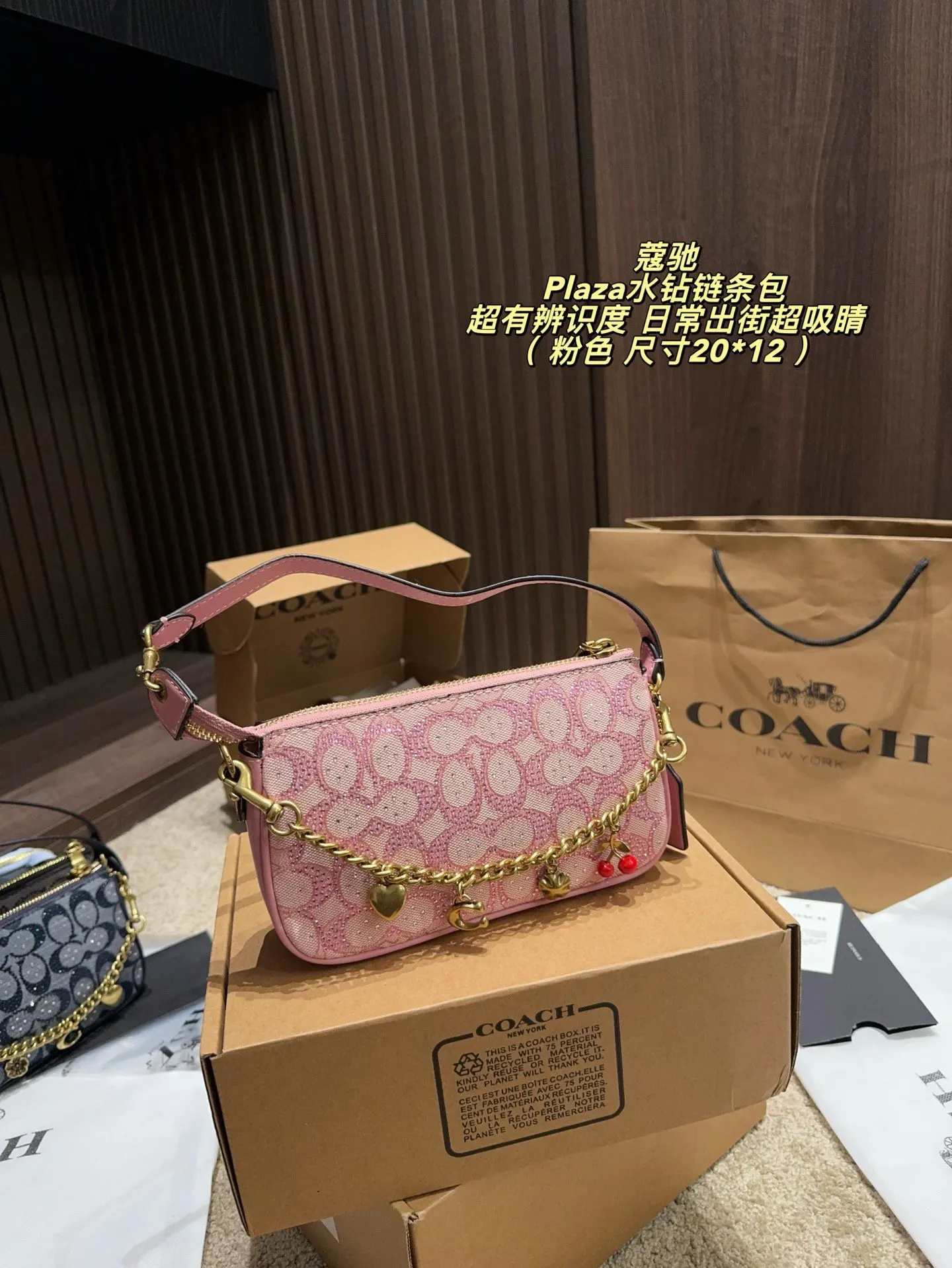 Coach 紅色 日常随身物品轻松装下 鏈條包 精致鏈條款