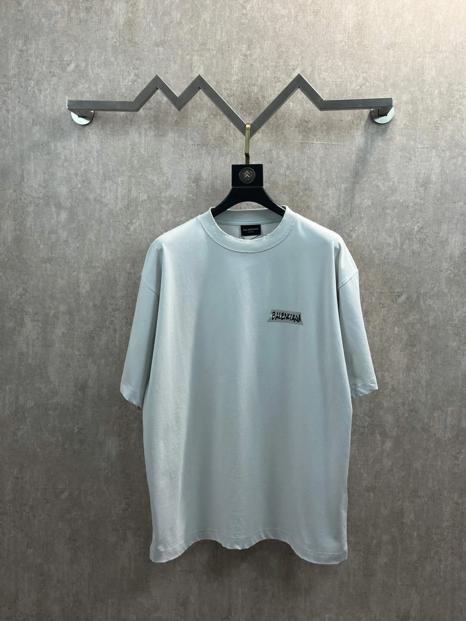 Balenciaga Gray Letter Print Short Sleeve T-Shirt Street Casual Style