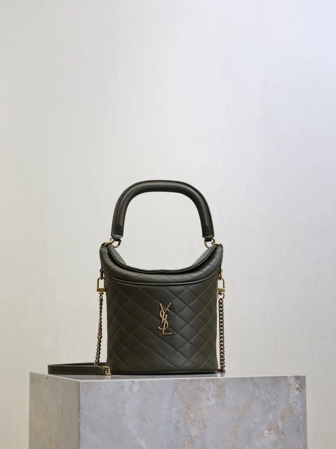 YSL 绿色 GabyBucket翻盖水桶包 薯条包 见面 链条包 精致链条款