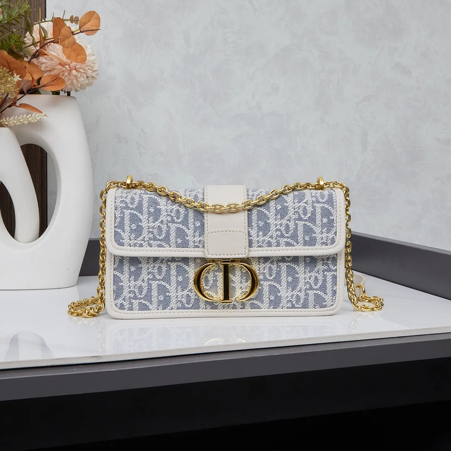 Blue Gold Chain Bag