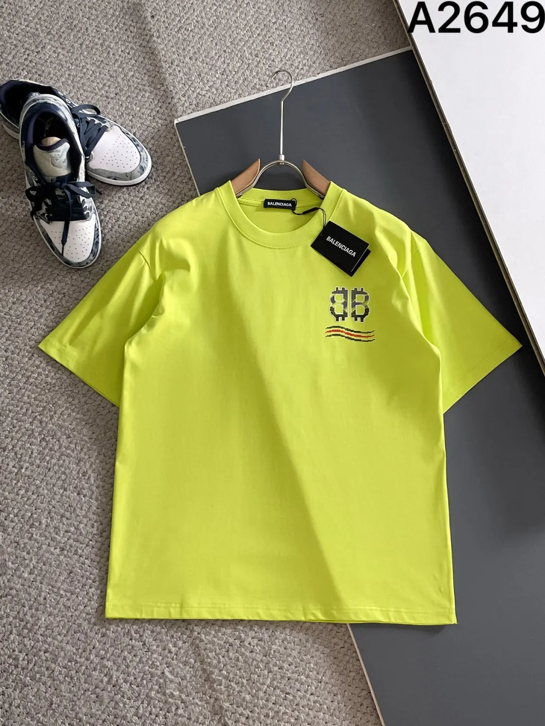 Balenciaga Black Cotton Logo Short Sleeve T-Shirt Street Cas