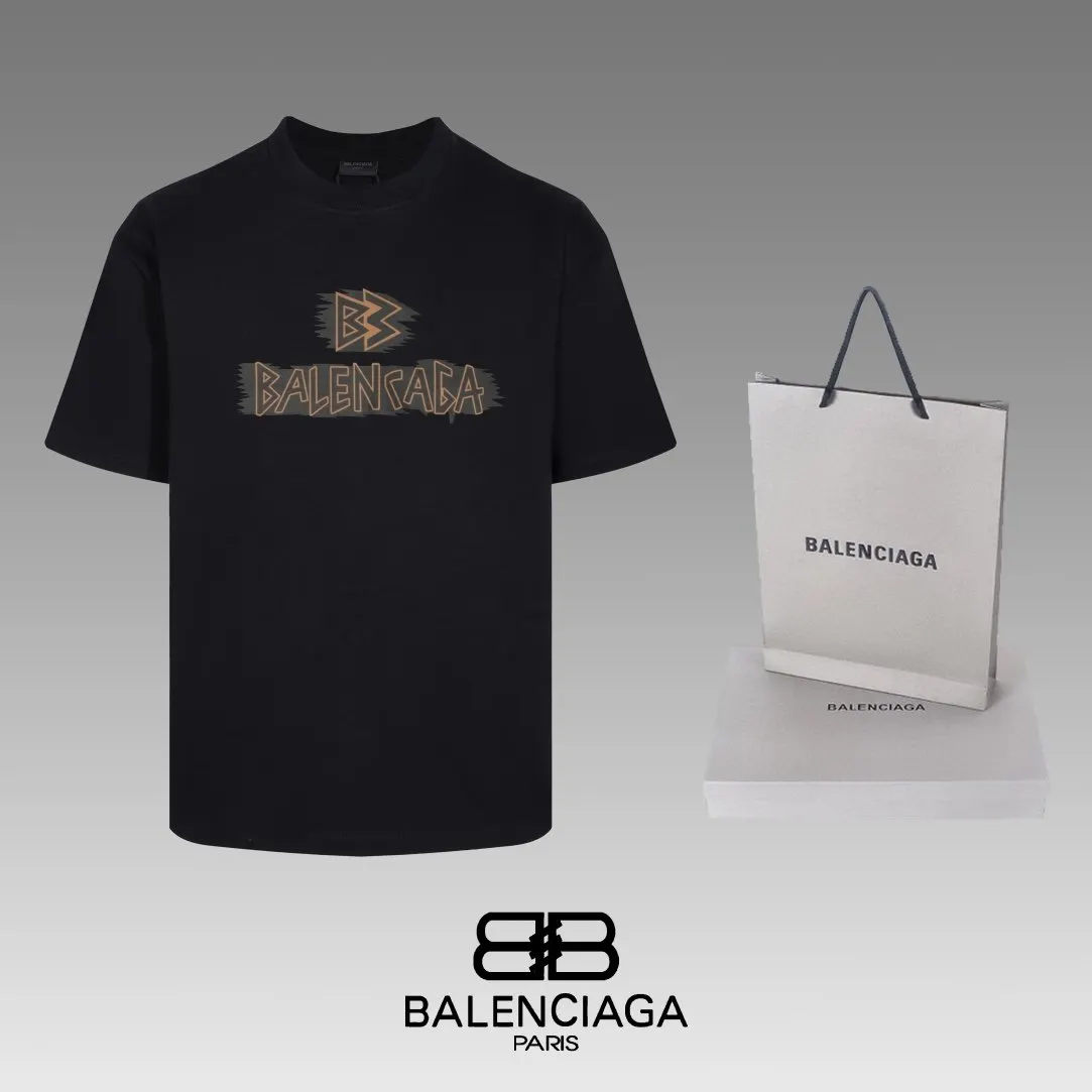 Balenciaga Black Short Sleeve T-Shirt Loose Casual