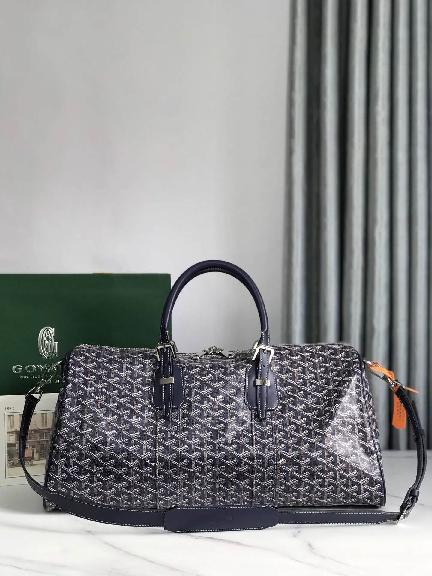 Goyard 深藍 酒紅 小牛皮 旅行袋 大容量旅行款
