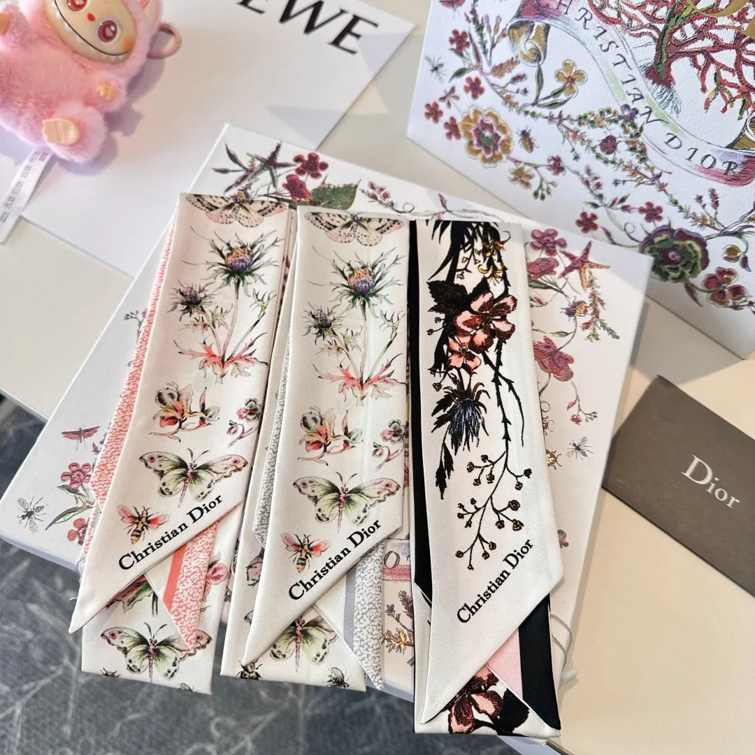 Dior 粉色花卉真絲髮帶 清新配飾款