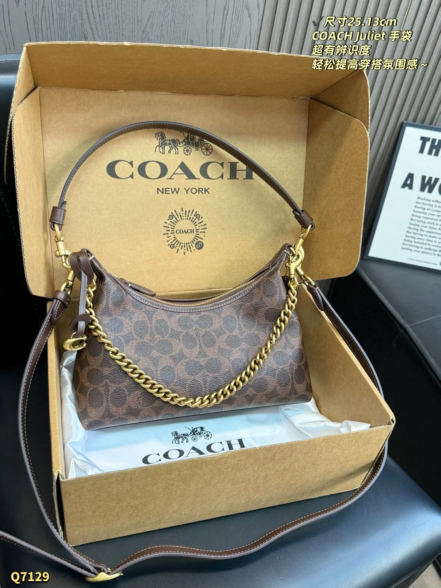 Coach 棕色 老花 尺寸 Juliet 手袋 經典 腋下包 復古腋下背款