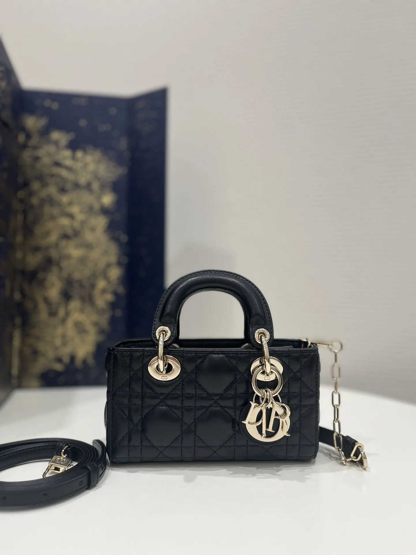 Dior D-Joy 黑色羊皮手袋 手提斜挎款
