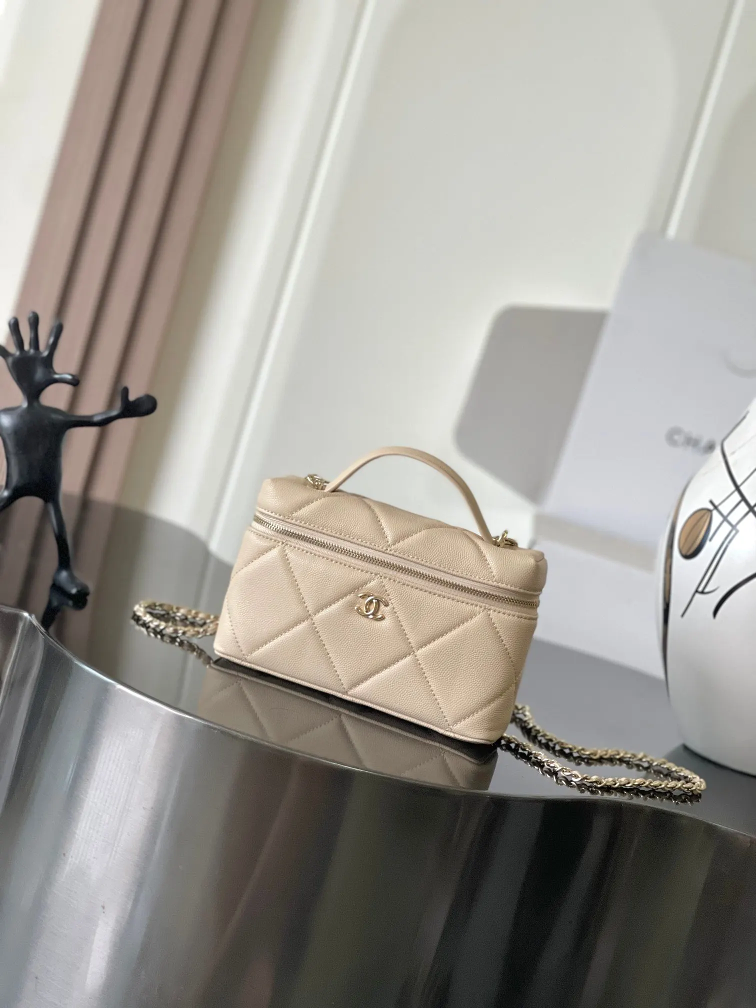CHANEL 魚子醬牛皮19 Bag鏈條包 單肩斜挎