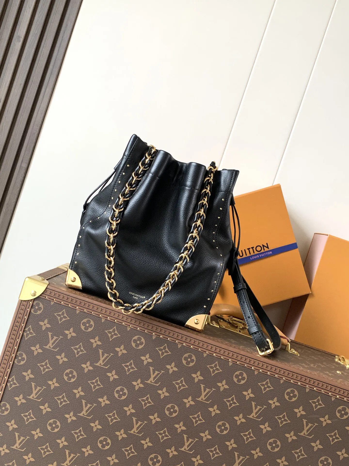 Black Brown Chain Bag Leather