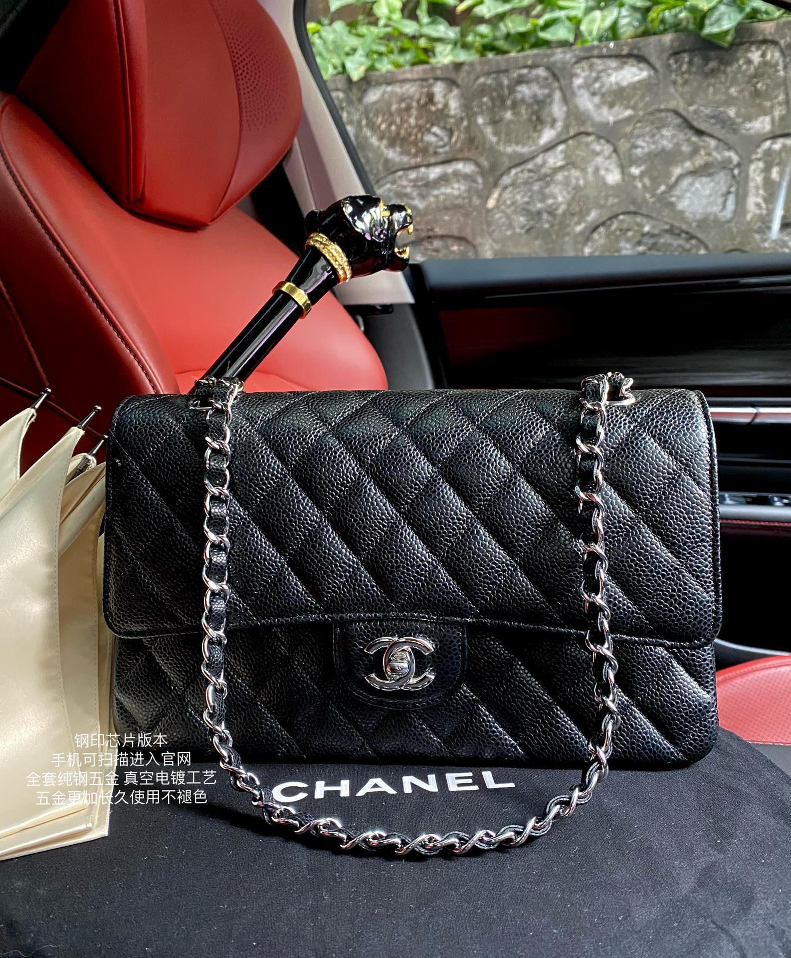 黑色 牛皮 中号 小香家经典 链条包 精致链条款