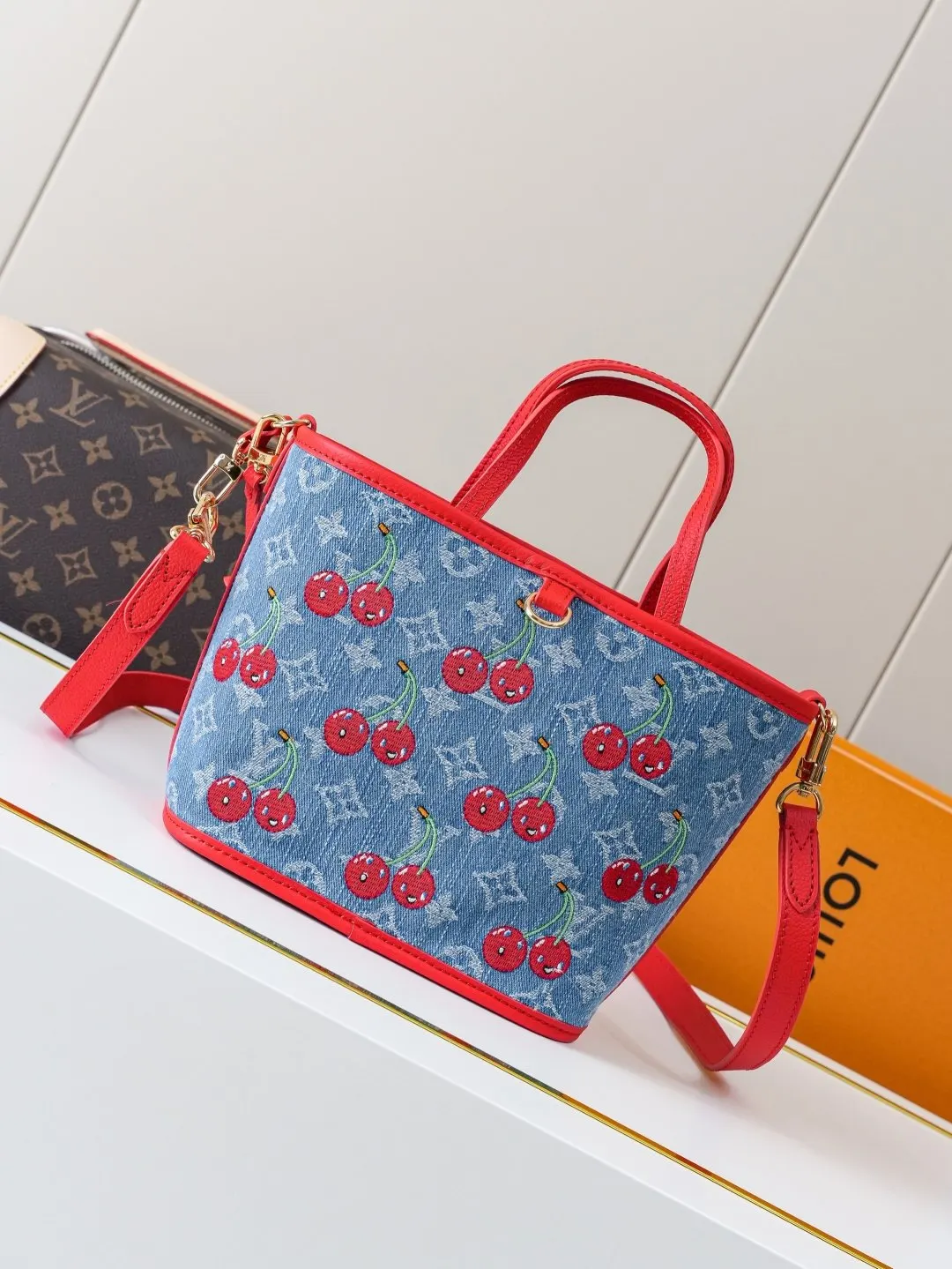 LV Neverfull 牛仔 丹宁 牛皮 收纳包 旅行收纳款