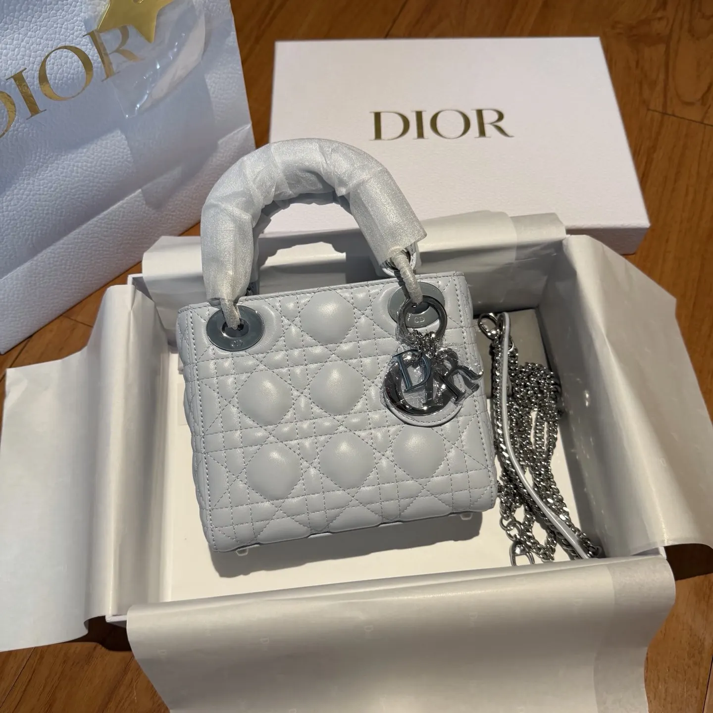 Dior Lady 藍色 羊皮 鏈條包 精致鏈條款
