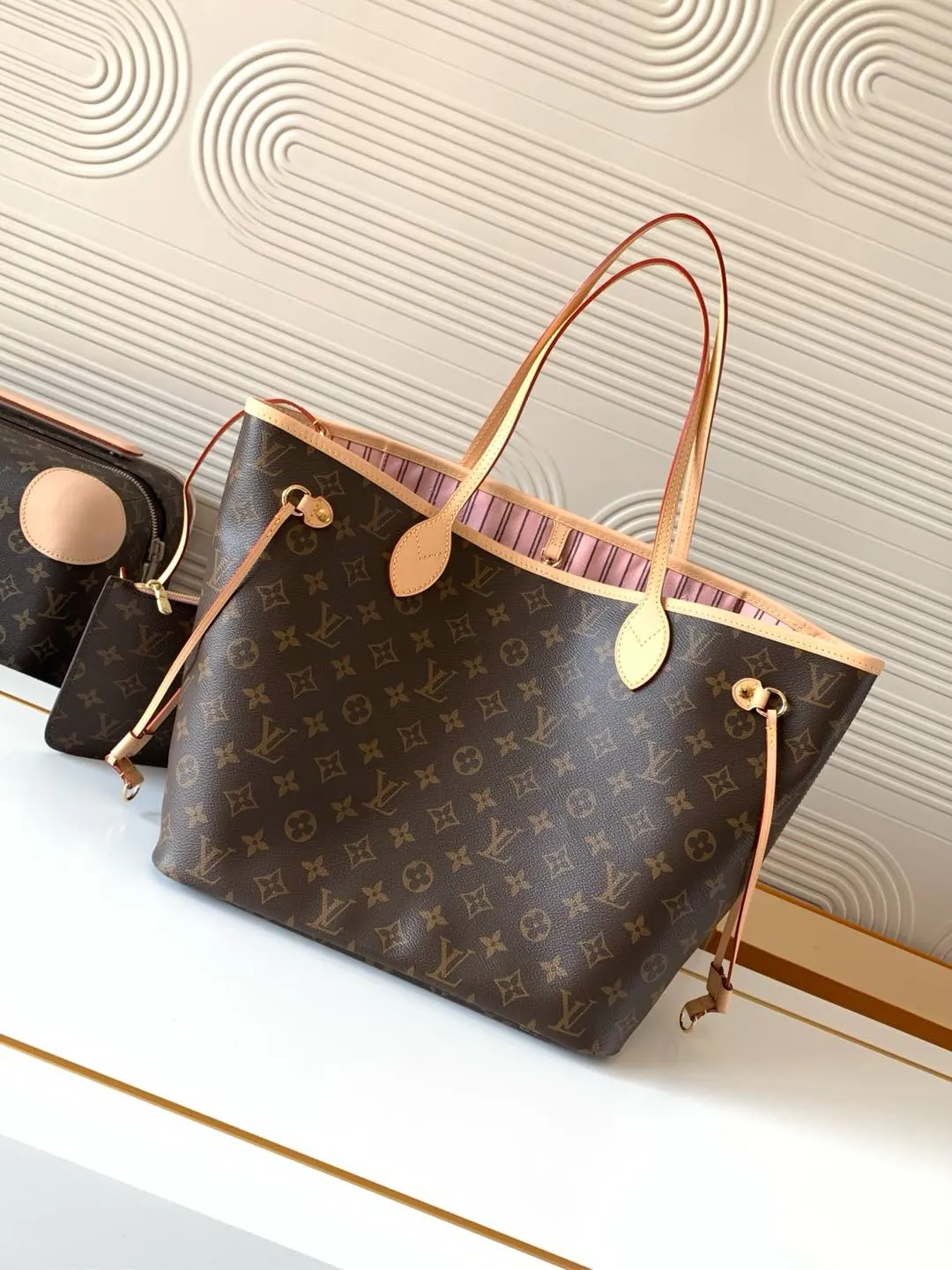 Neverfull 老花 牛皮 托特包 大容量托特款