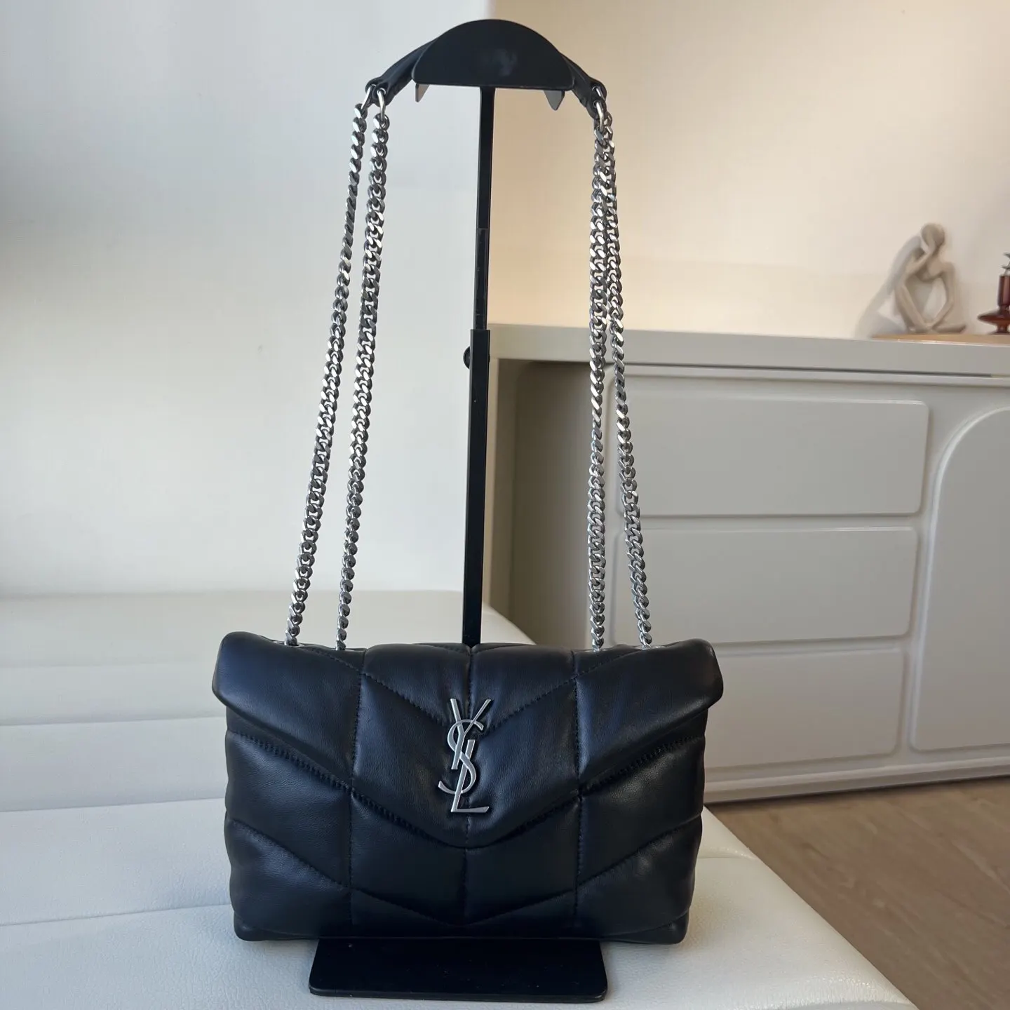 羊皮 迷你款经典LOULLOU PUFFER手袋 链条包 精致链条款