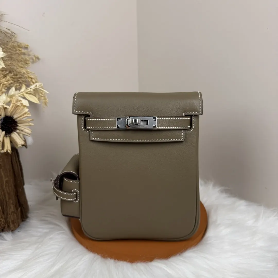 Hermes Kelly 大象灰 Swift小牛皮 雙肩包 17cm 休閒通勤款
