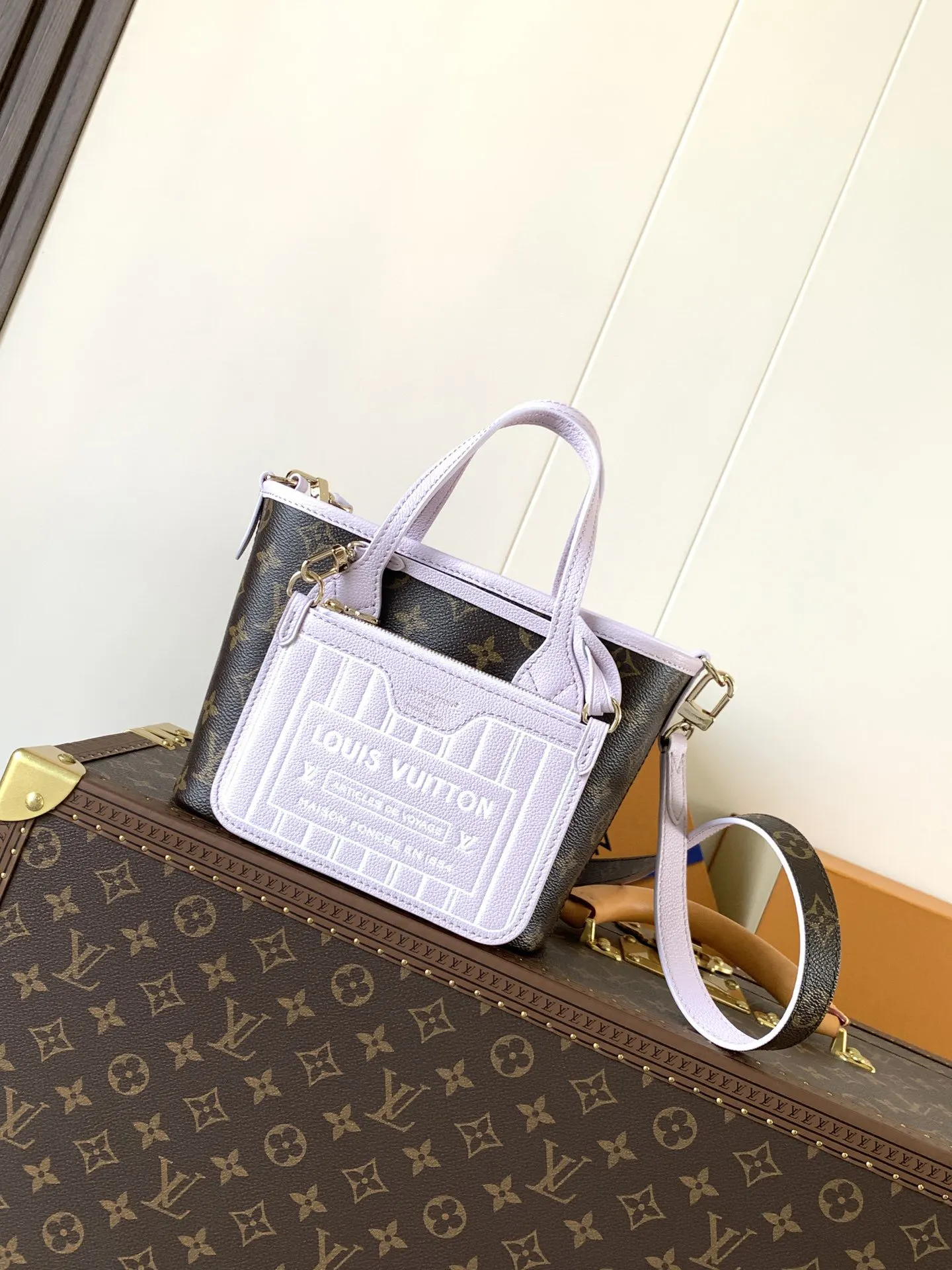 LV Neverfull 黑紫色配色 托特包 大容量通勤款