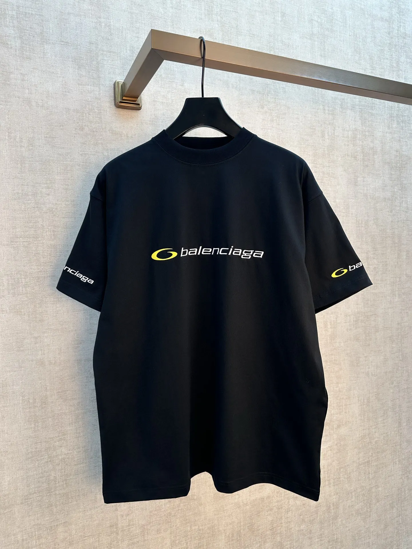 Balenciaga Blue Logo Embroidery Short Sleeve T-Shirt Street Casual