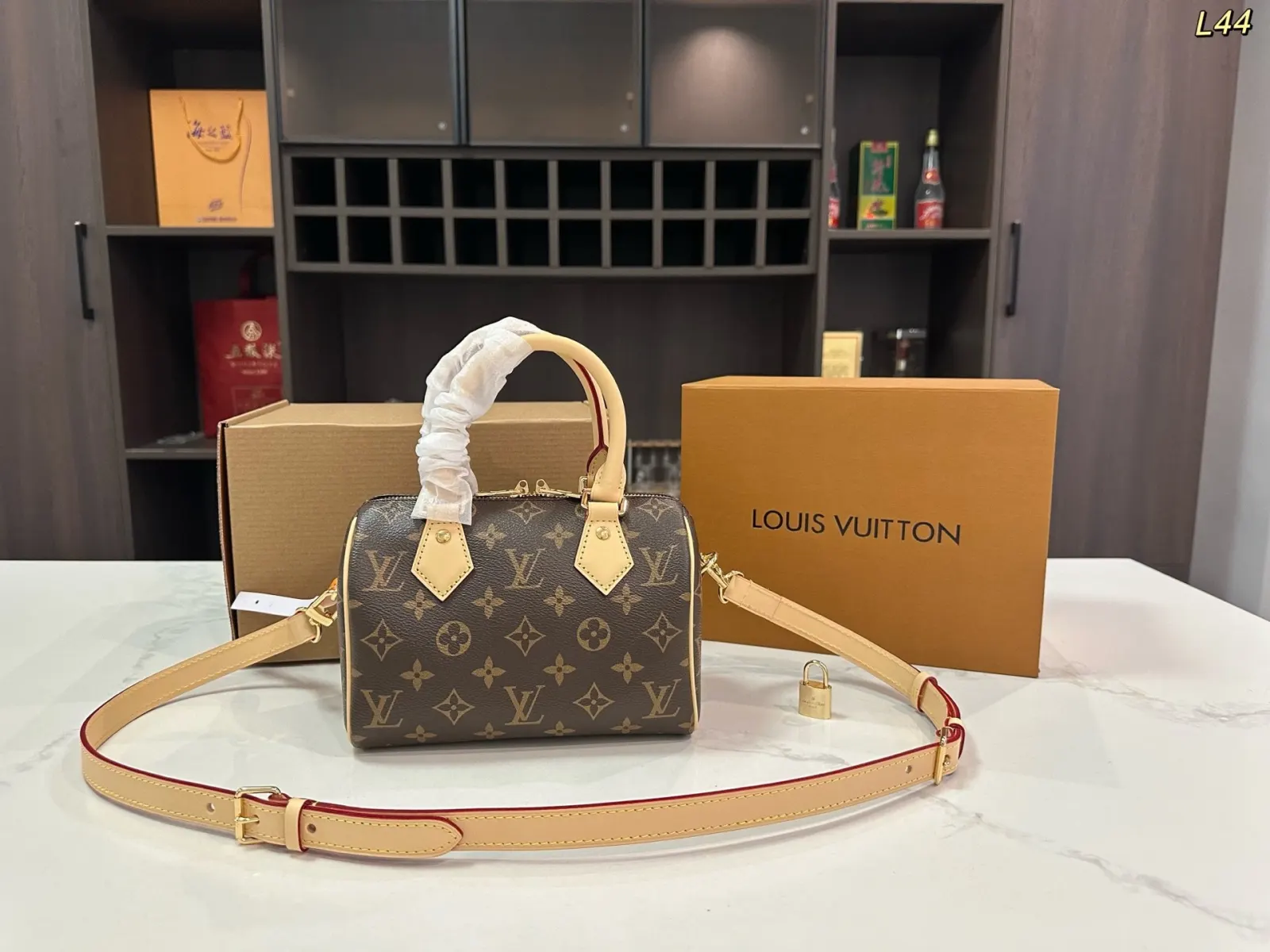 Louis Vuitton Gold Monogram Crossbody Bag Lightweight Leather