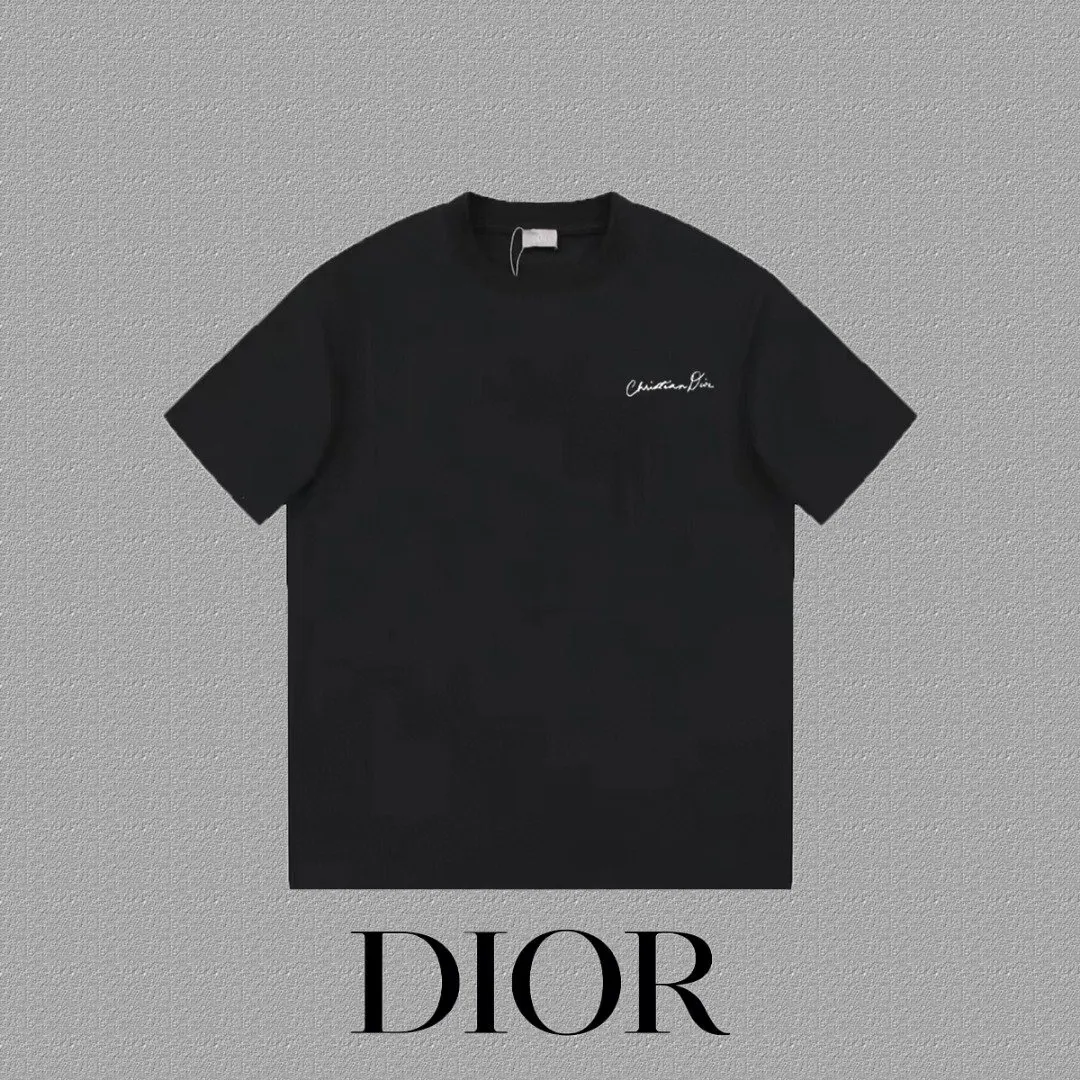 Dior 黑色小标短袖T恤 簡約休閒款