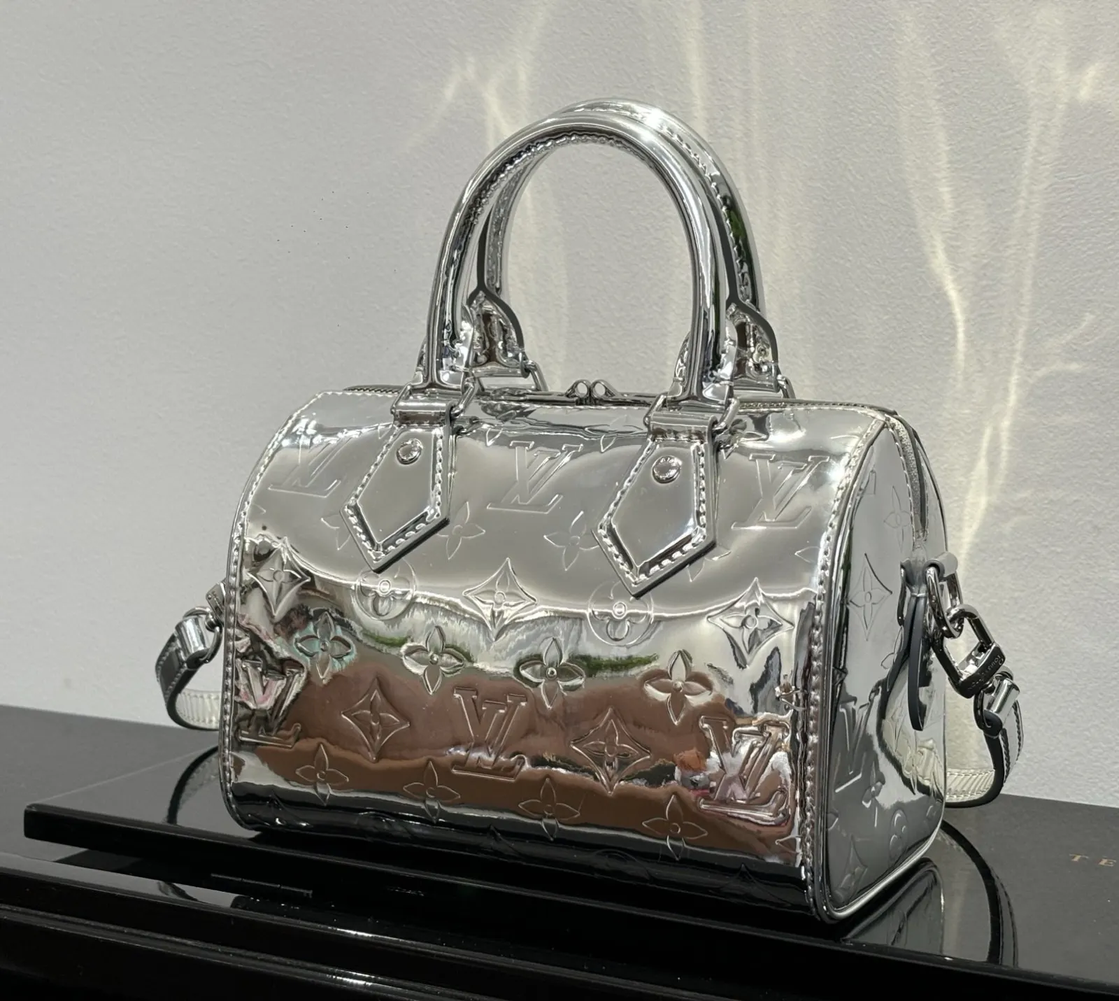 LV Speedy 銀色 帆布 收納包 旅行收納款