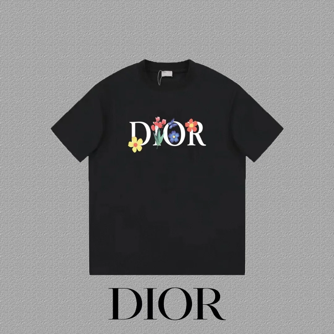 Dior 黑色彩色Logo短袖T恤 街头款