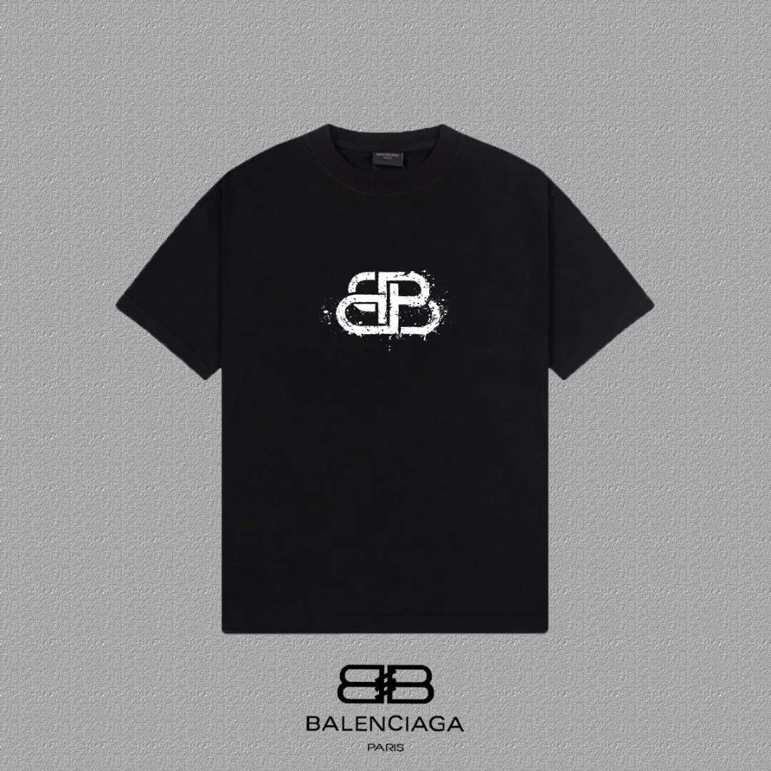 Balenciaga Paris Black Short Sleeve T-Shirt Street Casual
