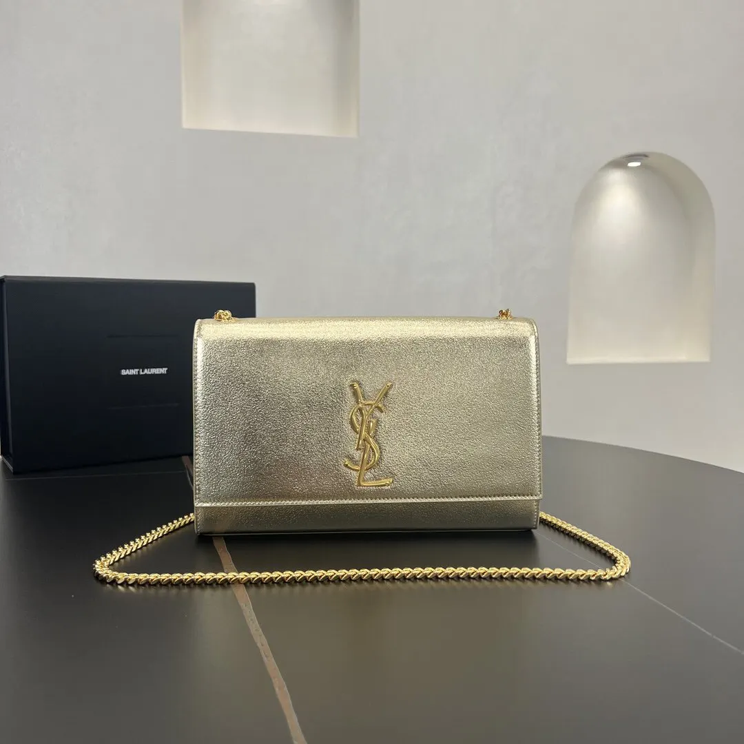 YSL 银色 金色 小牛皮 链条包 精致链条款